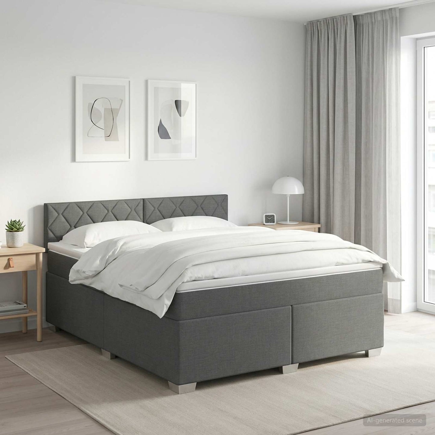 vidaXL Κρεβάτι box spring με στρώμα Σκούρο Γκρι 140 x 190 cm Ύφασμα