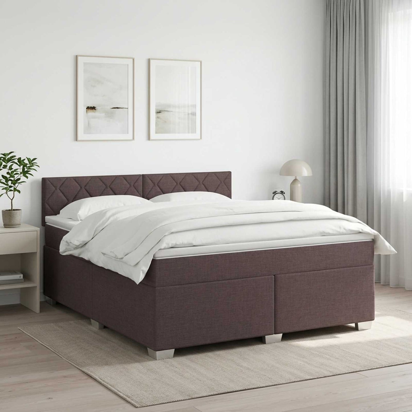 vidaXL Κρεβάτι box spring με στρώμα Σκούρο Καφέ 160 x 200 cm Ύφασμα
