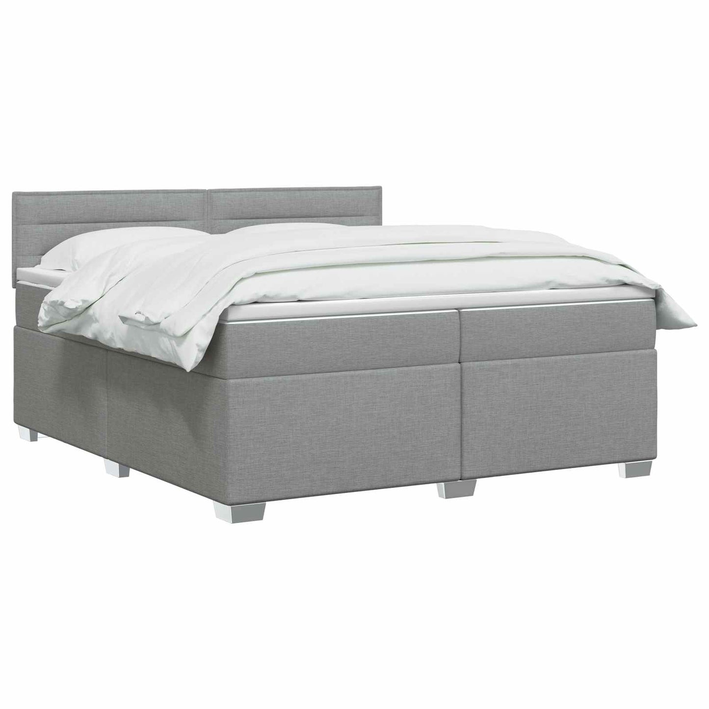 vidaXL Κρεβάτι box spring με στρώμα Ανοιχτό γκρι 200 x 200 cm Ύφασμα