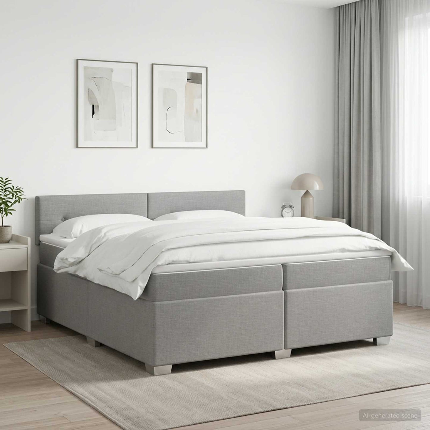 vidaXL Κρεβάτι box spring με στρώμα Ανοιχτό γκρι 200 x 200 cm Ύφασμα