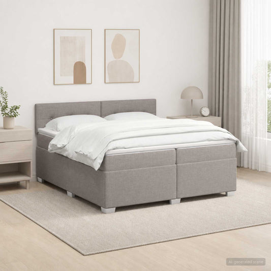 vidaXL Κρεβάτι box spring με στρώμα Taupe 200 x 200 cm Ύφασμα