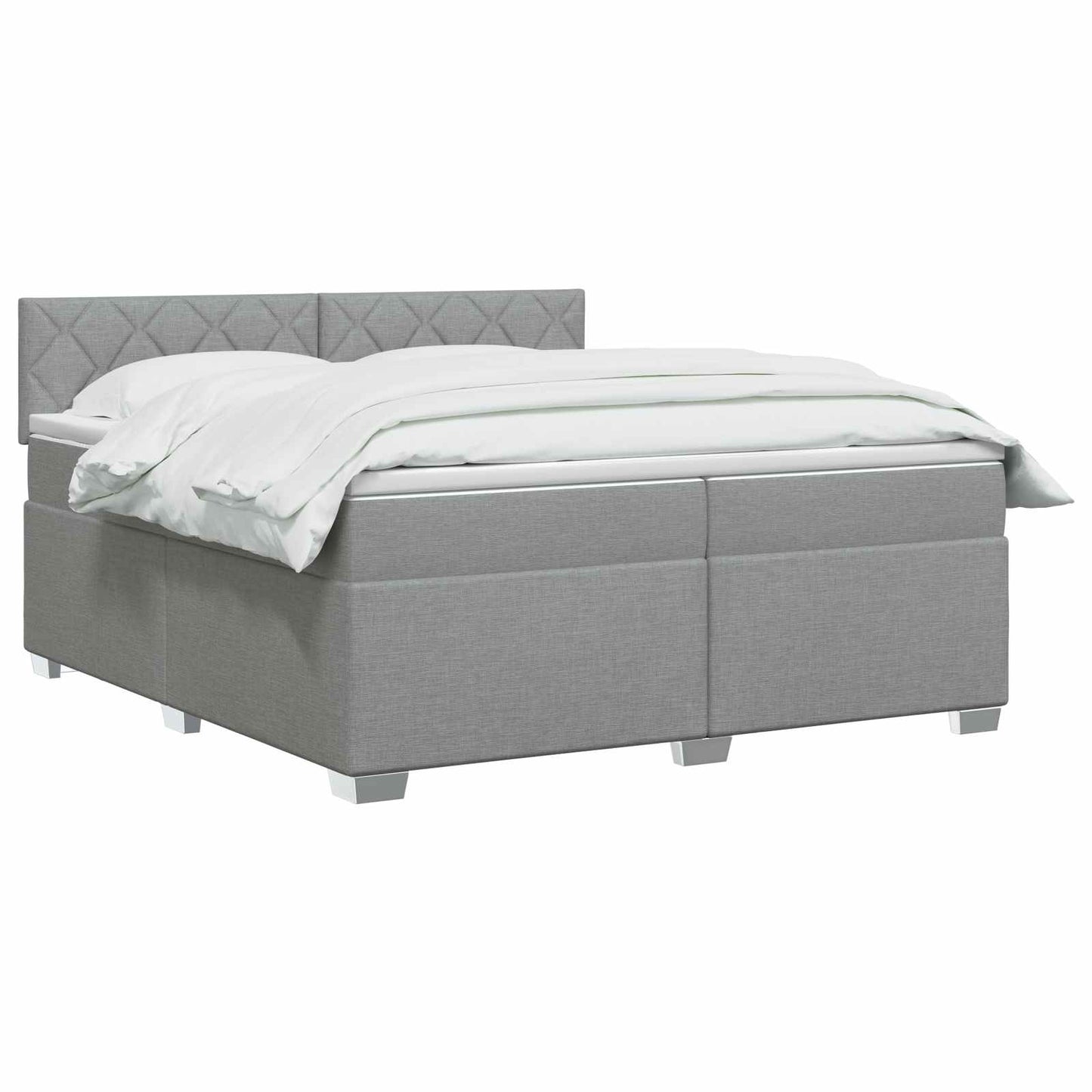 vidaXL Κρεβάτι box spring με στρώμα Ανοιχτό γκρι 200 x 200 cm Ύφασμα