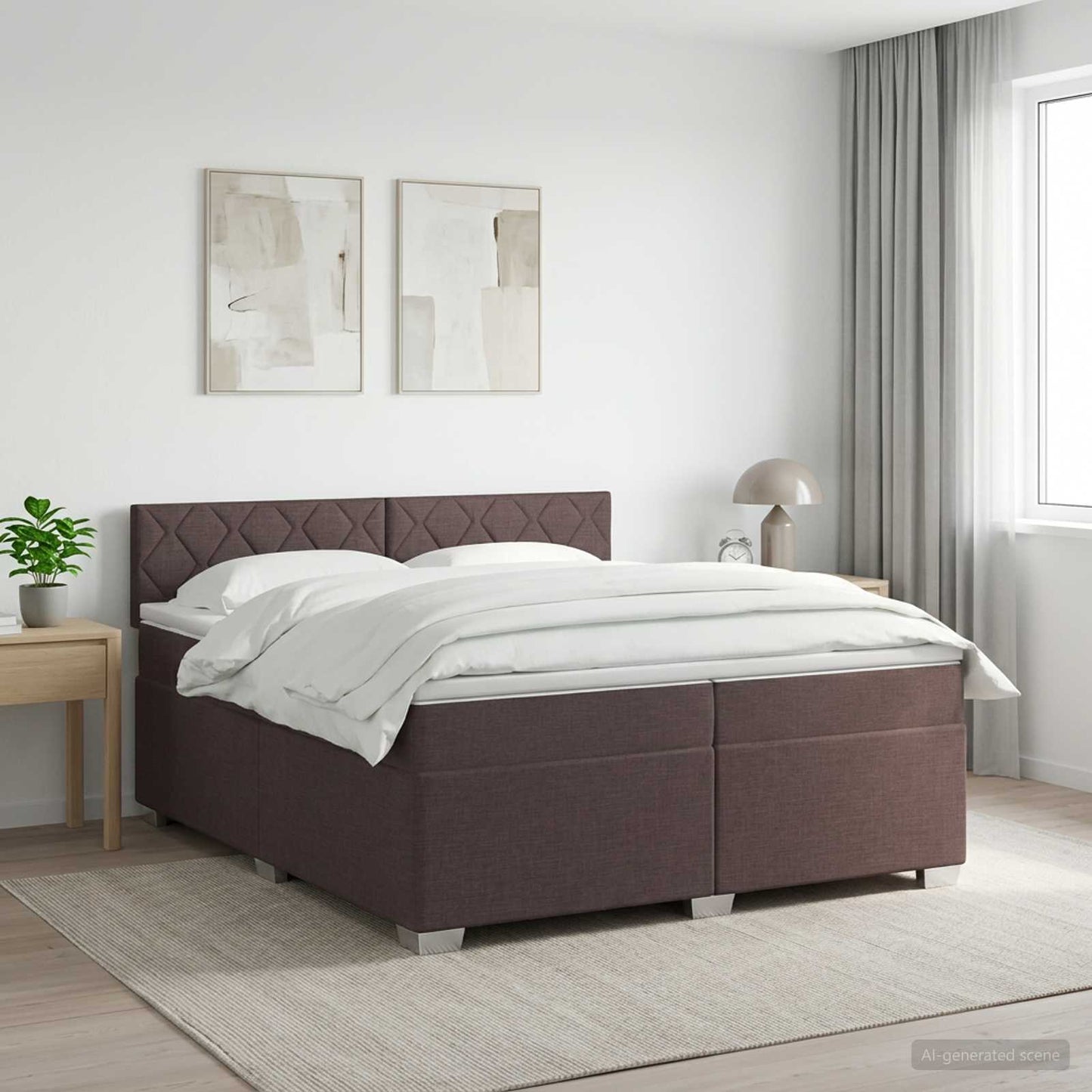 vidaXL Κρεβάτι box spring με στρώμα Σκούρο Καφέ 200 x 200 cm Ύφασμα