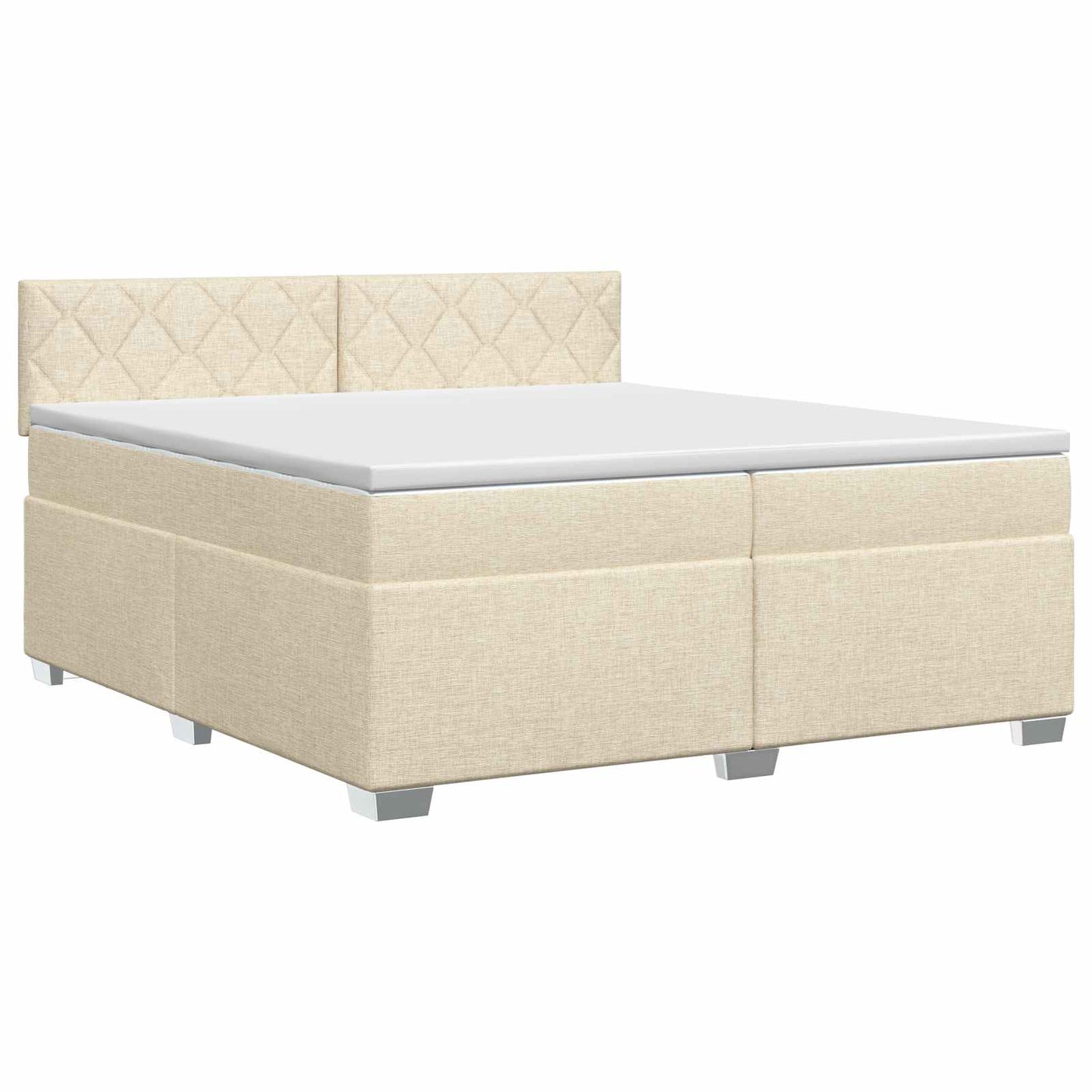 vidaXL Κρεβάτι box spring με στρώμα Κρεμ 200 x 200 cm Ύφασμα