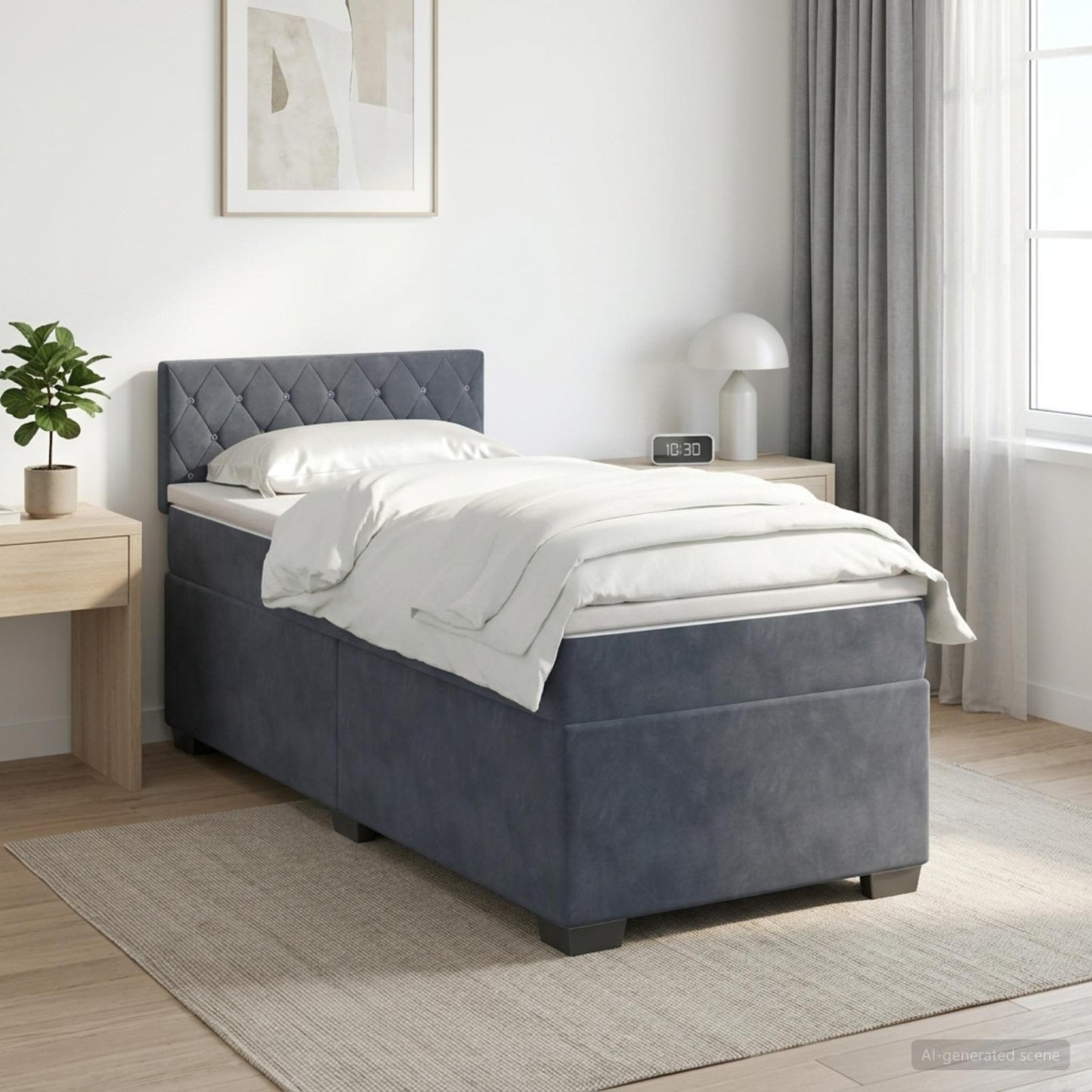 vidaXL Κρεβάτι box spring με στρώμα Σκούρο Γκρι 90 x 190 cm Βελούδο