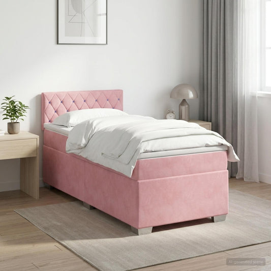 vidaXL Κρεβάτι box spring με στρώμα Ροζ 80 x 200 cm Βελούδο