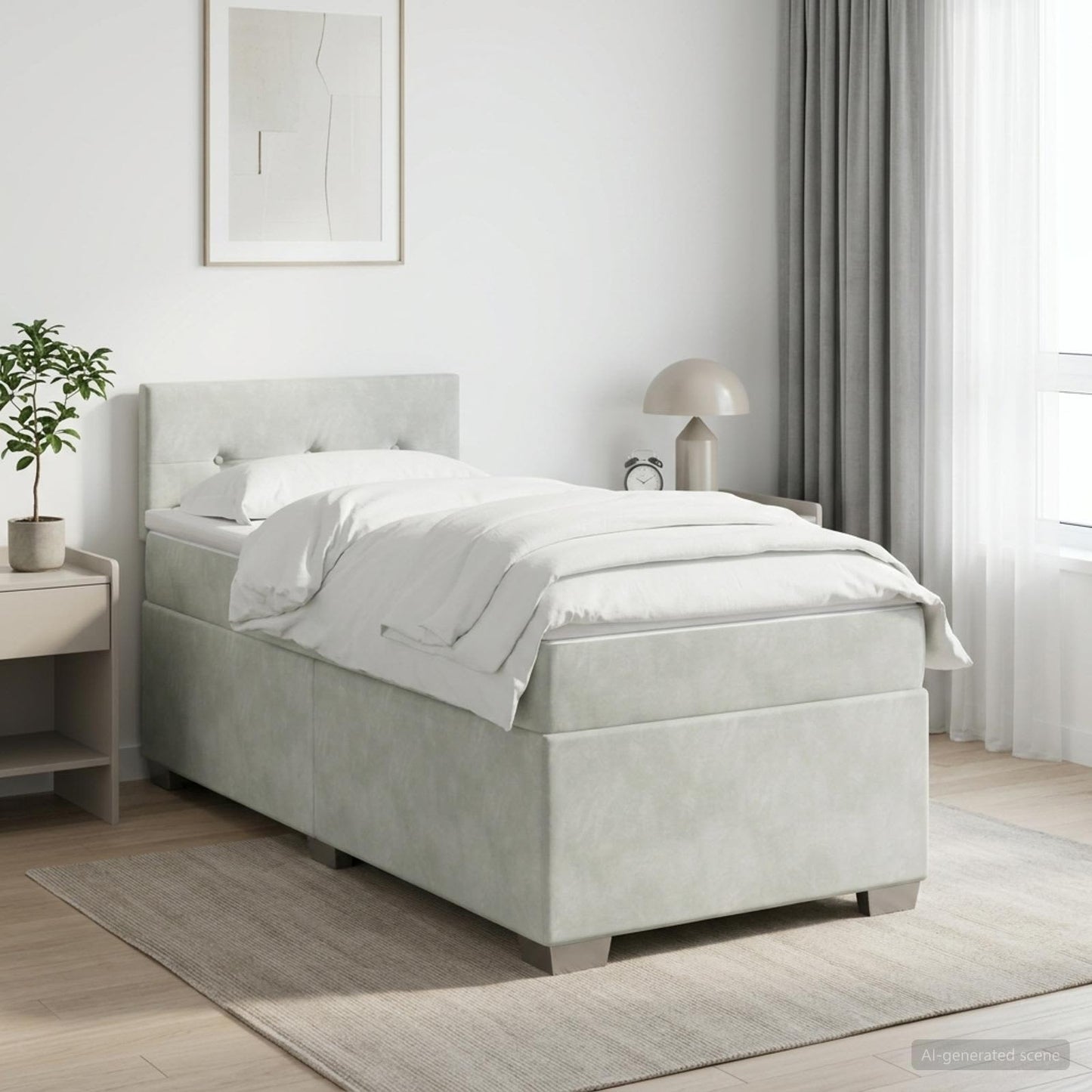 vidaXL Κρεβάτι box spring με στρώμα Ανοιχτό γκρι 80 x 200 cm Βελούδο