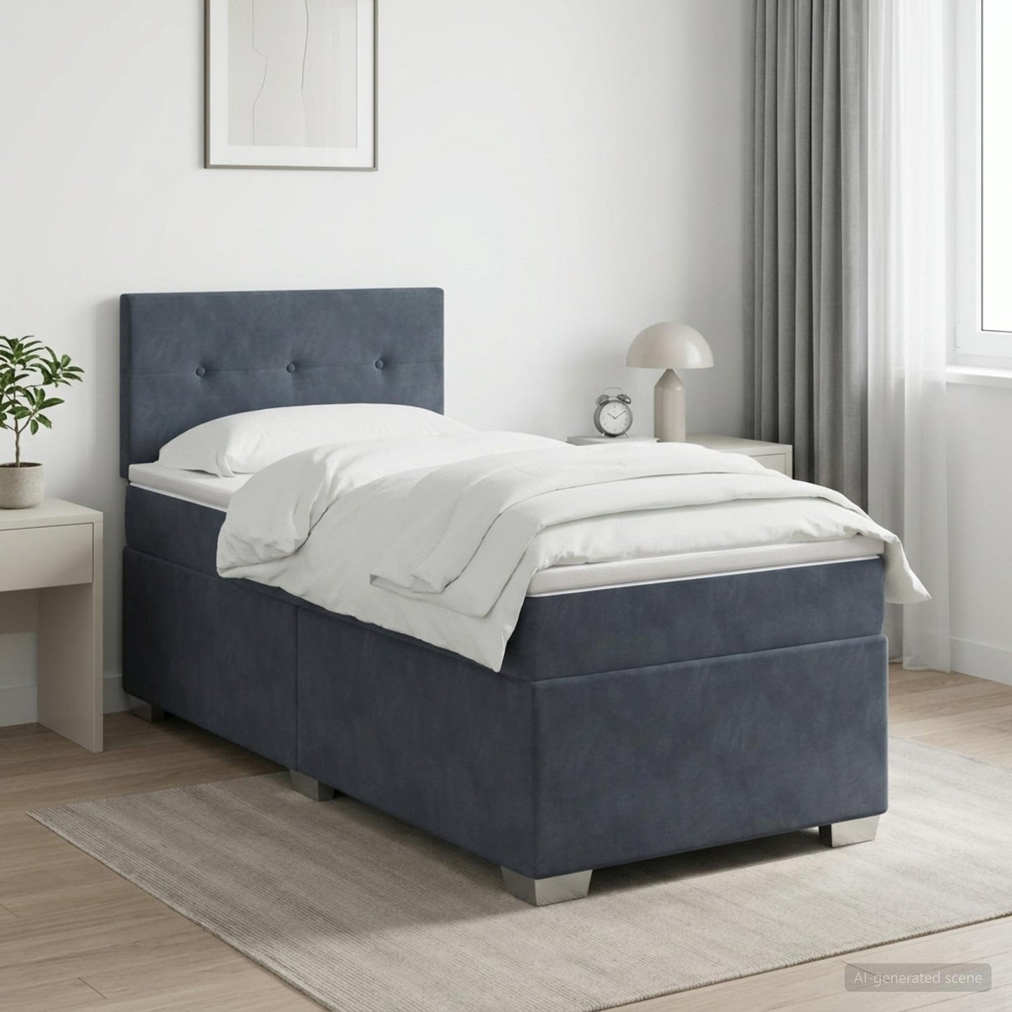 vidaXL Κρεβάτι box spring με στρώμα Σκούρο Γκρι 80 x 200 cm Βελούδο