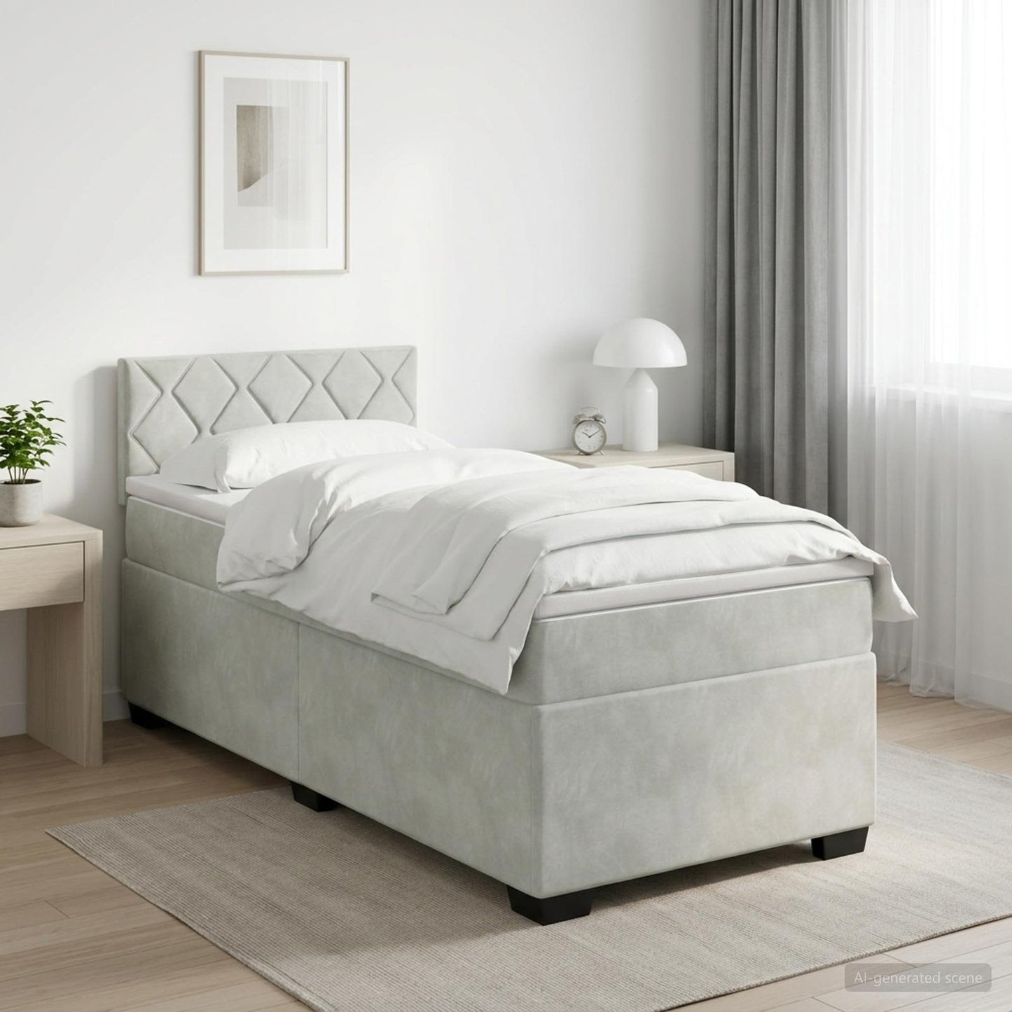 vidaXL Κρεβάτι box spring με στρώμα Ανοιχτό γκρι 90 x 200 cm Βελούδο
