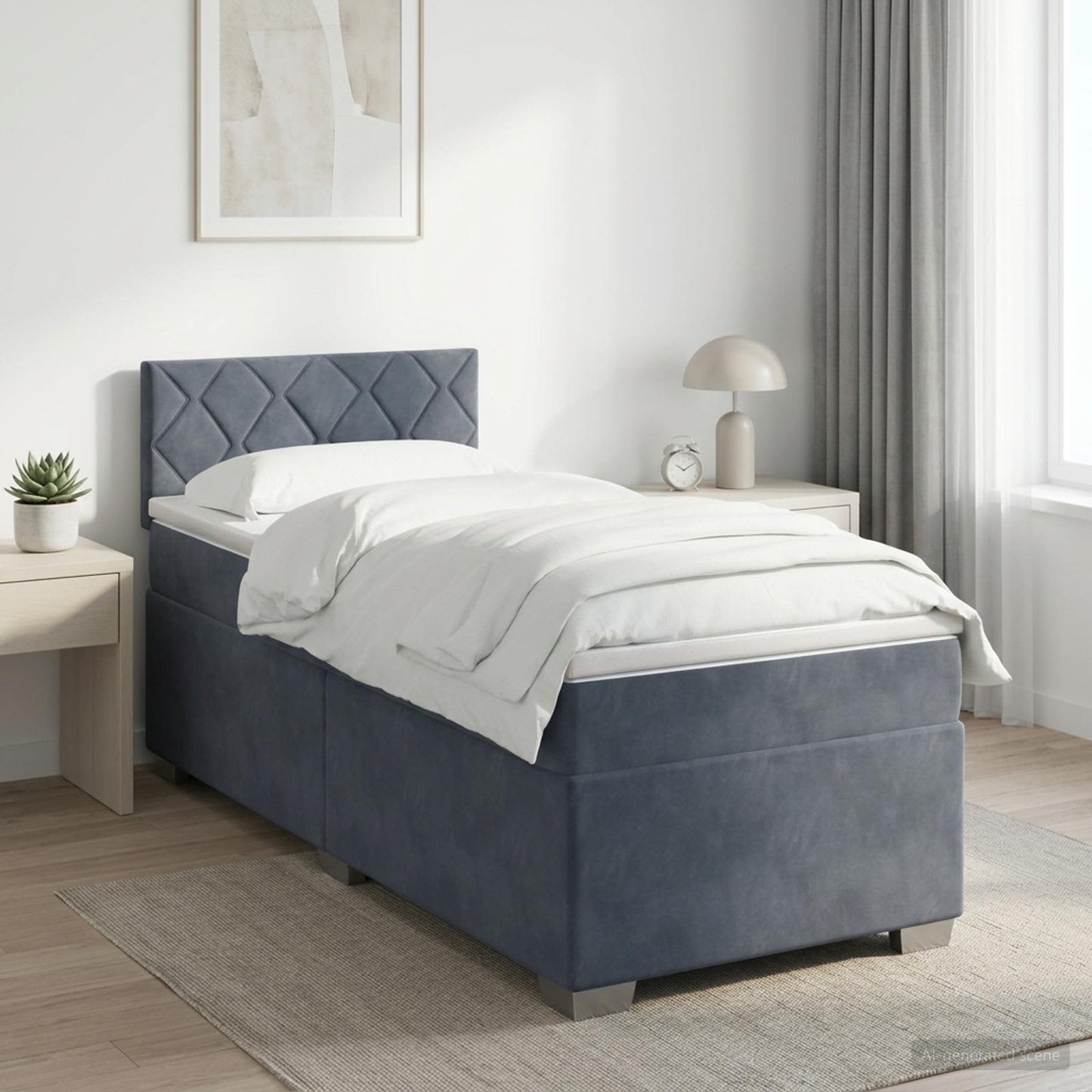 vidaXL Κρεβάτι box spring με στρώμα Σκούρο Γκρι 90 x 200 cm Βελούδο