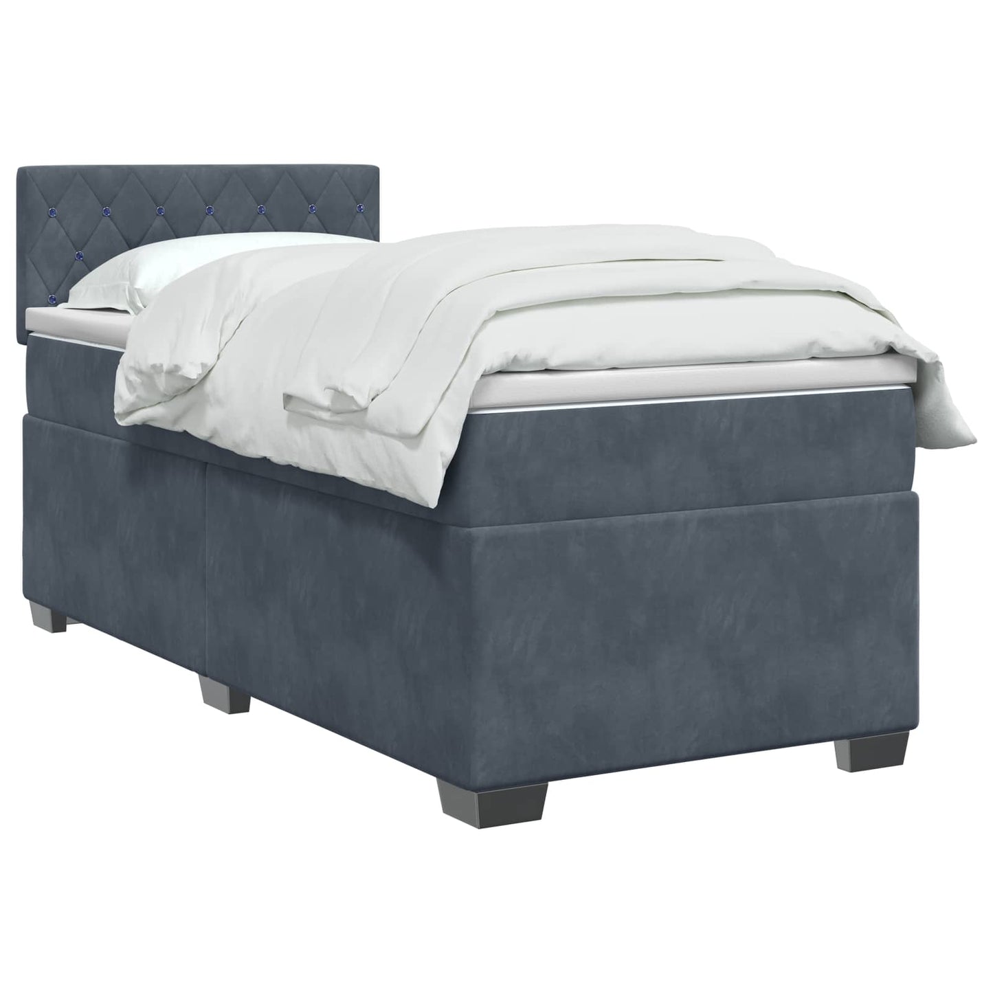 vidaXL Κρεβάτι box spring με στρώμα Σκούρο Γκρι 90 x 190 cm Βελούδο