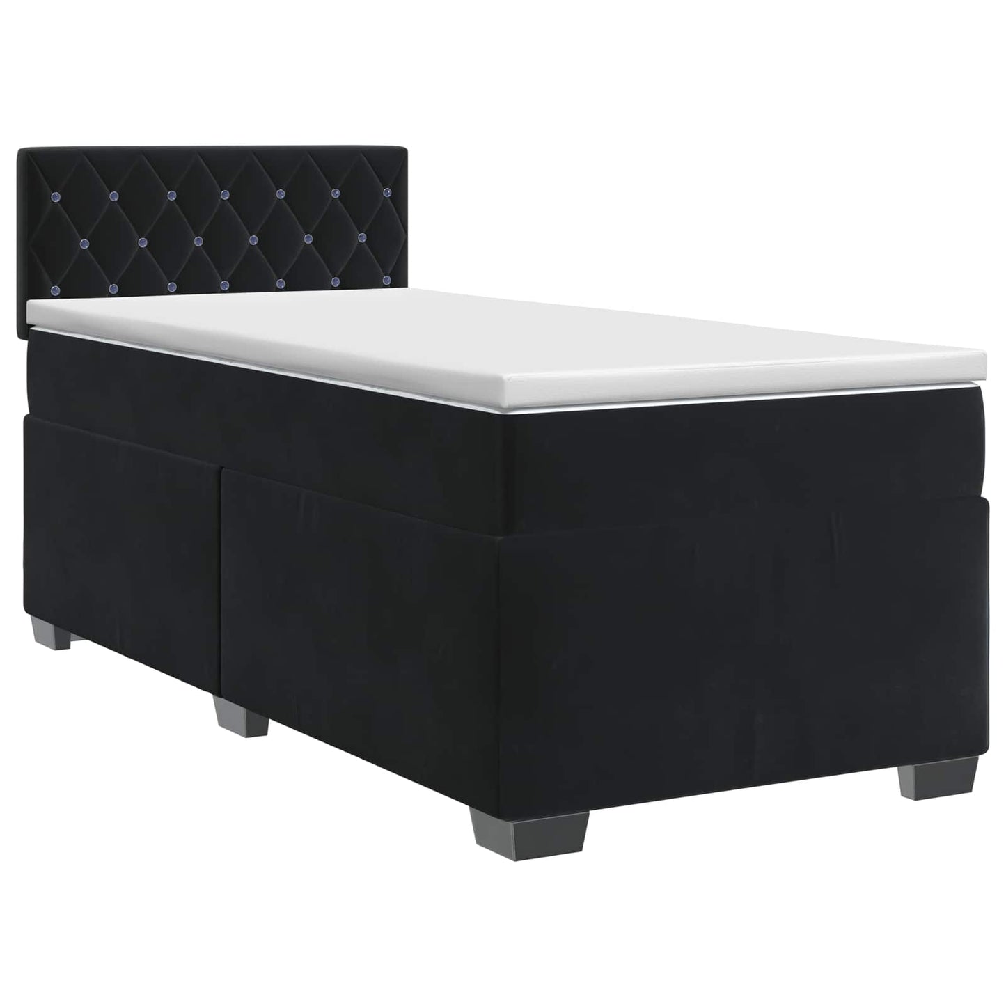 vidaXL Κρεβάτι box spring με στρώμα Μαύρο 90 x 190 cm Βελούδο