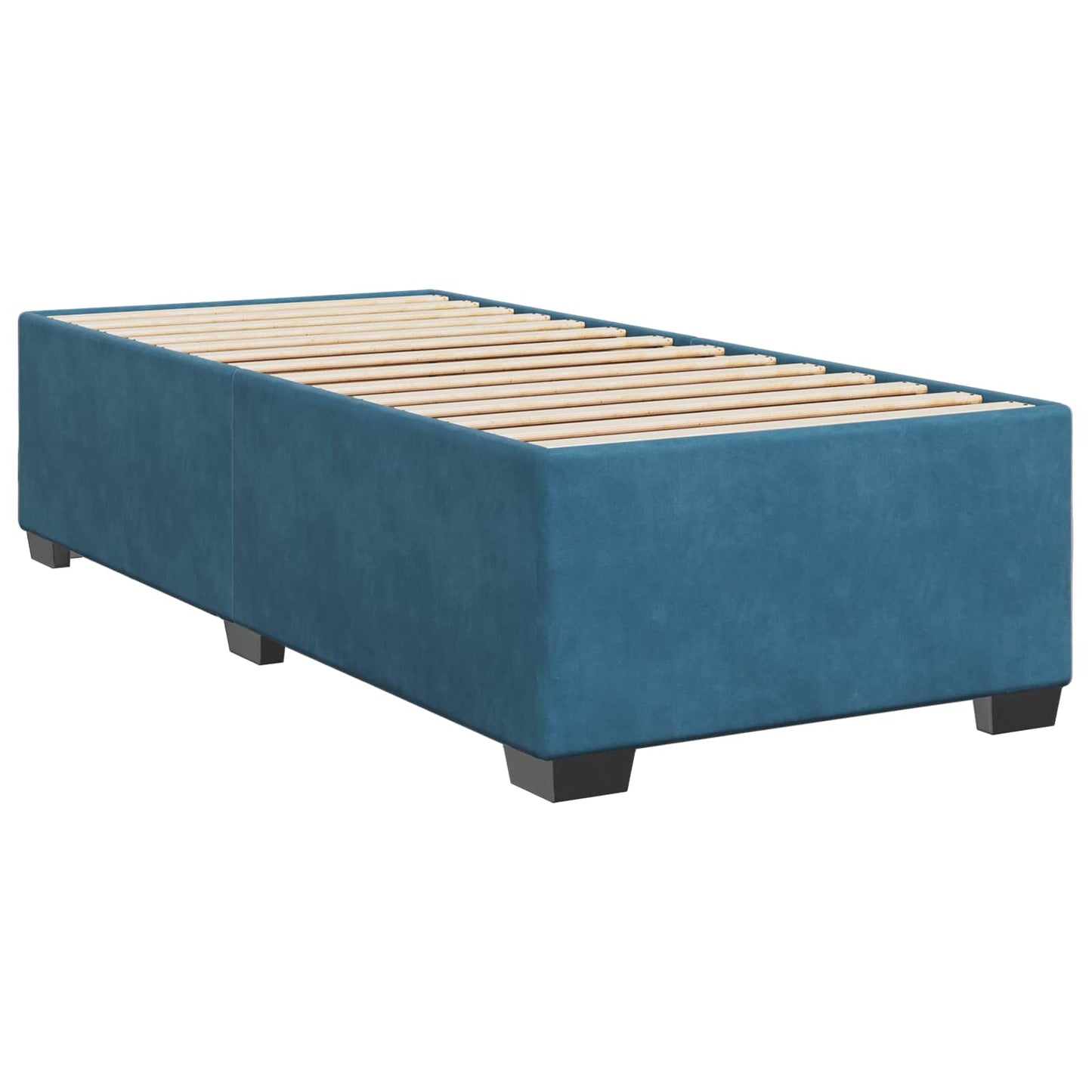 vidaXL Κρεβάτι box spring με στρώμα Σκούρο Μπλε 90 x 190 cm Βελούδο
