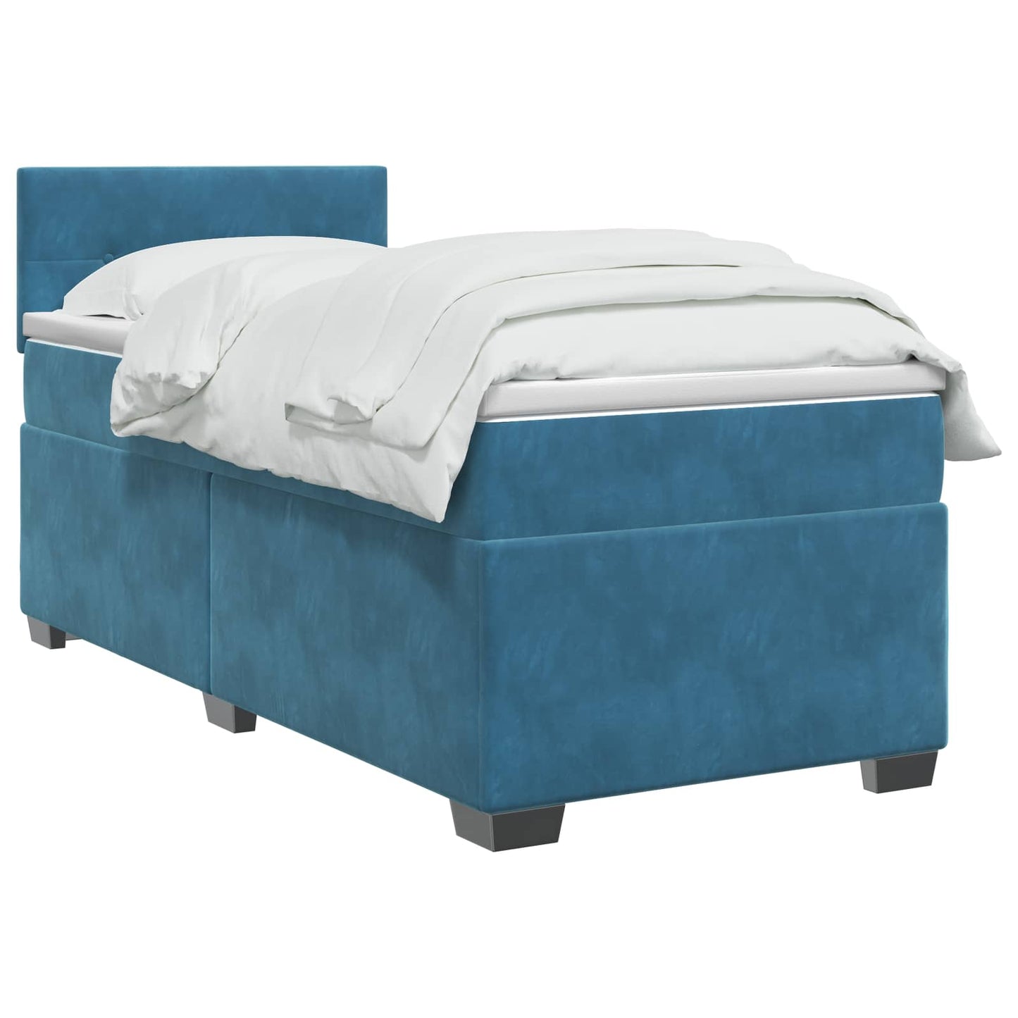 vidaXL Κρεβάτι box spring με στρώμα Σκούρο Μπλε 90 x 190 cm Βελούδο