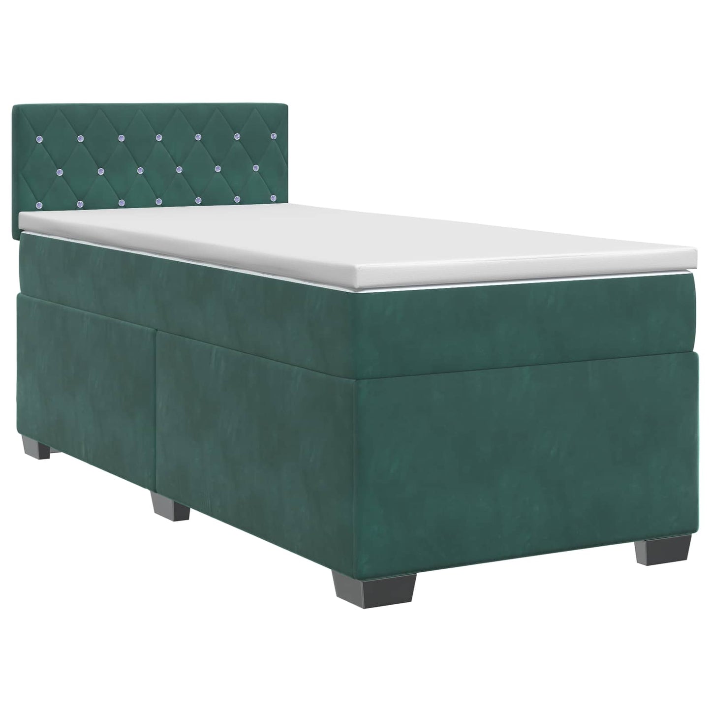vidaXL Κρεβάτι box spring με στρώμα Σκούρο Πράσινο 90 x 200 cm Βελούδο