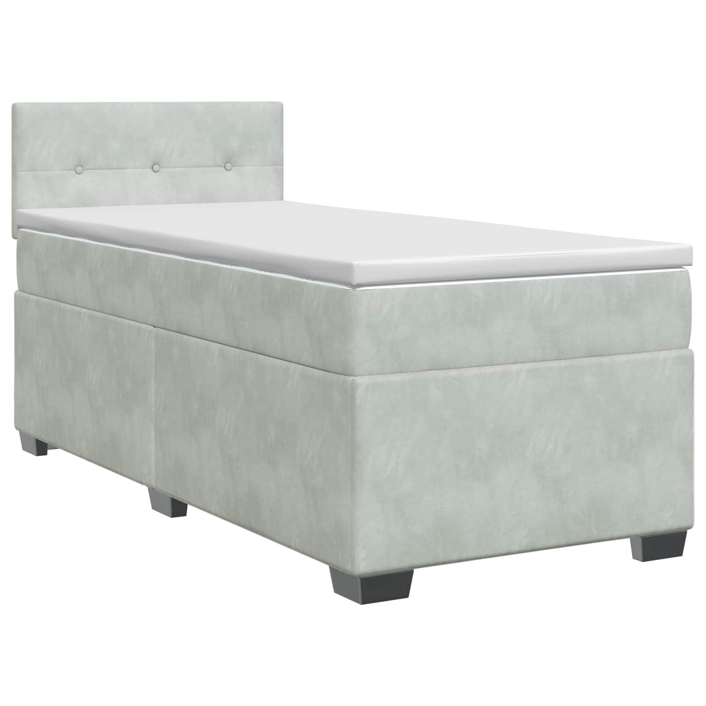 vidaXL Κρεβάτι box spring με στρώμα Ανοιχτό γκρι 90 x 200 cm Βελούδο