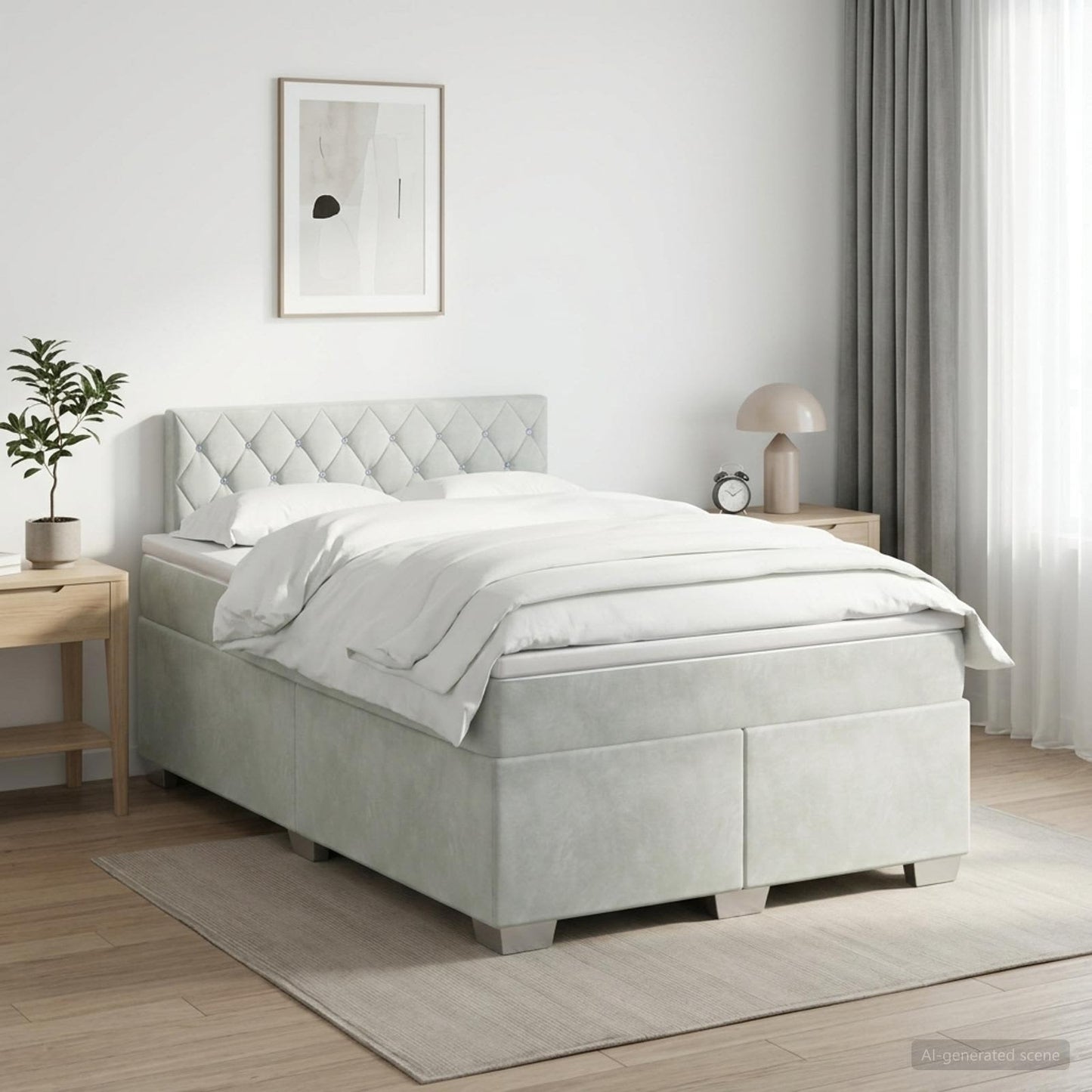 vidaXL Κρεβάτι box spring με στρώμα Ανοιχτό γκρι 120 x 190 cm Βελούδο