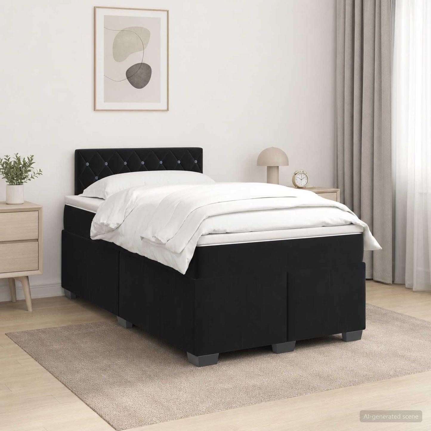 vidaXL Κρεβάτι box spring με στρώμα Μαύρο 120 x 190 cm Βελούδο