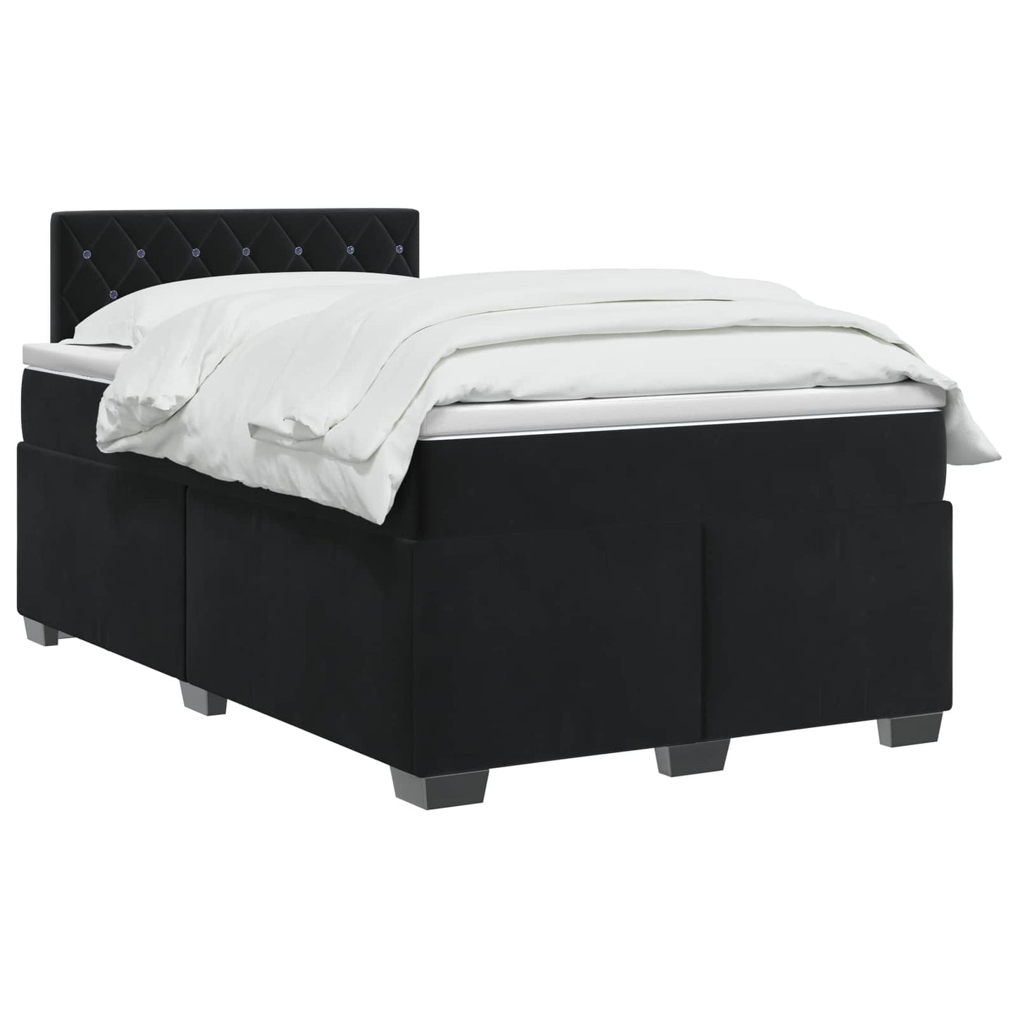 vidaXL Κρεβάτι box spring με στρώμα Μαύρο 120 x 190 cm Βελούδο