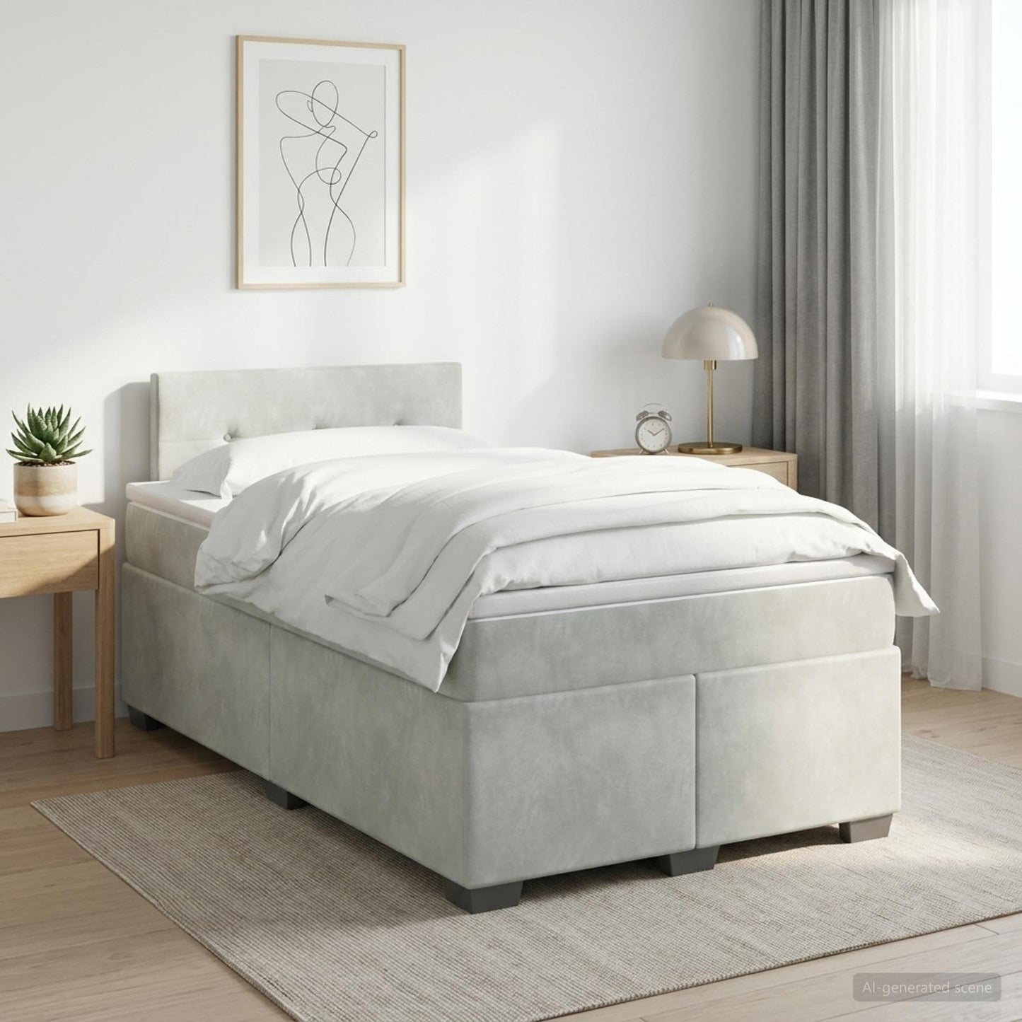 vidaXL Κρεβάτι box spring με στρώμα Ανοιχτό γκρι 120 x 190 cm Βελούδο