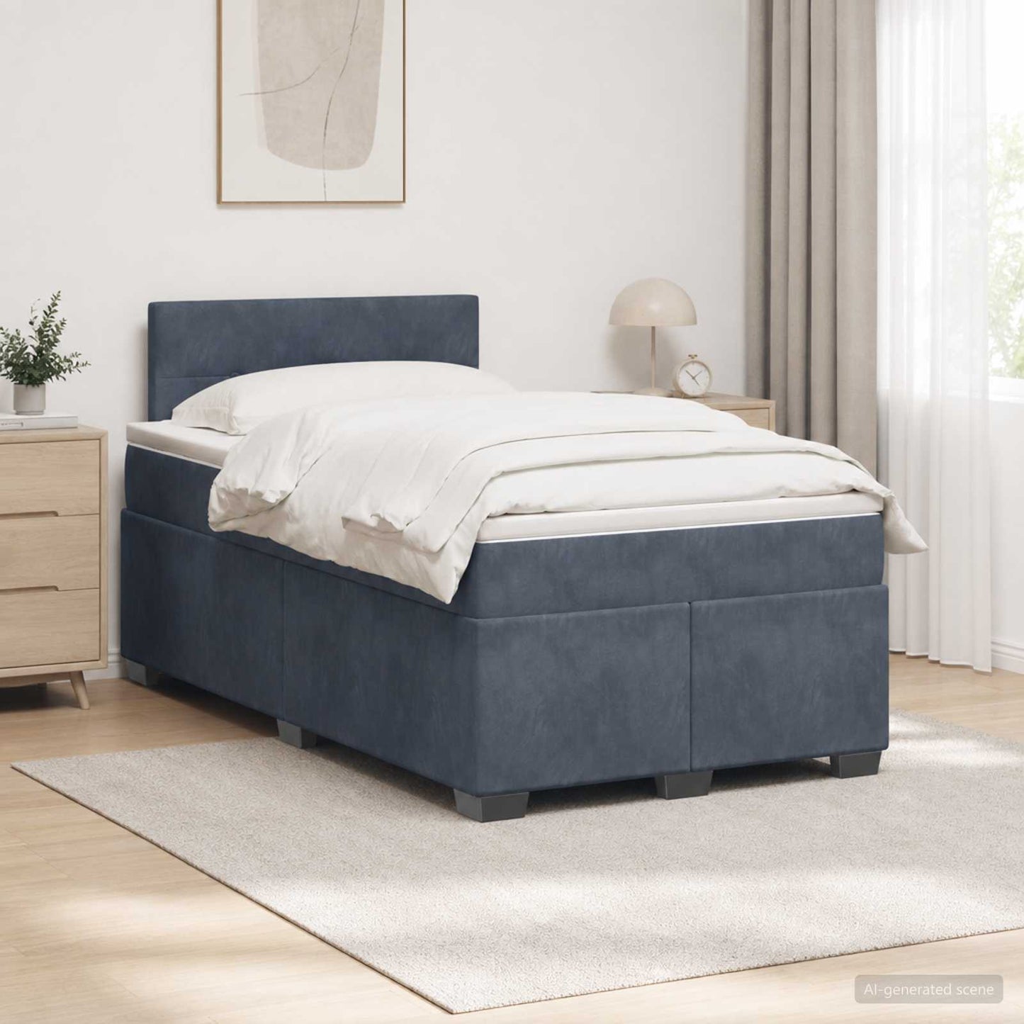 vidaXL Κρεβάτι box spring με στρώμα Σκούρο Γκρι 120 x 190 cm Βελούδο