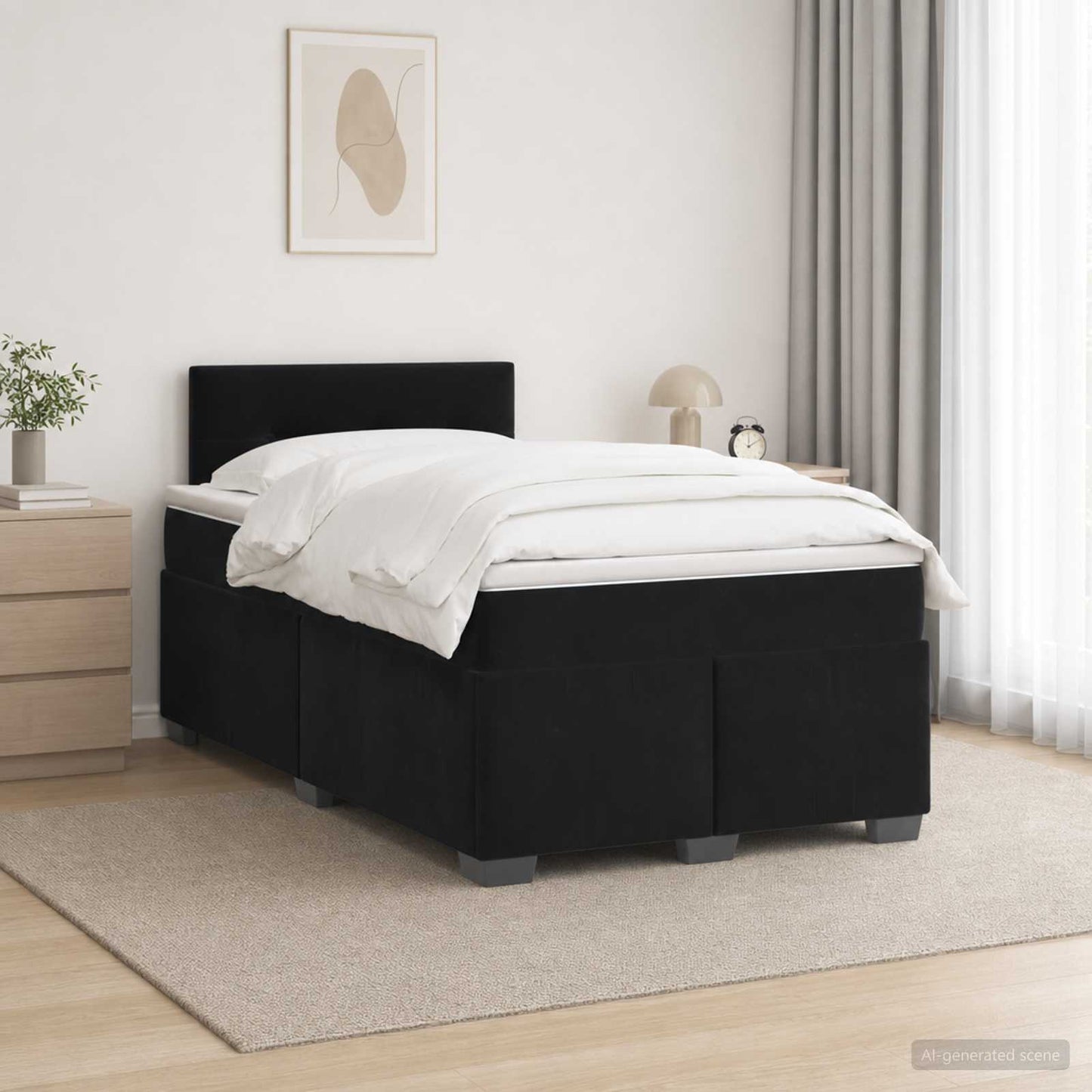 vidaXL Κρεβάτι box spring με στρώμα Μαύρο 120 x 190 cm Βελούδο