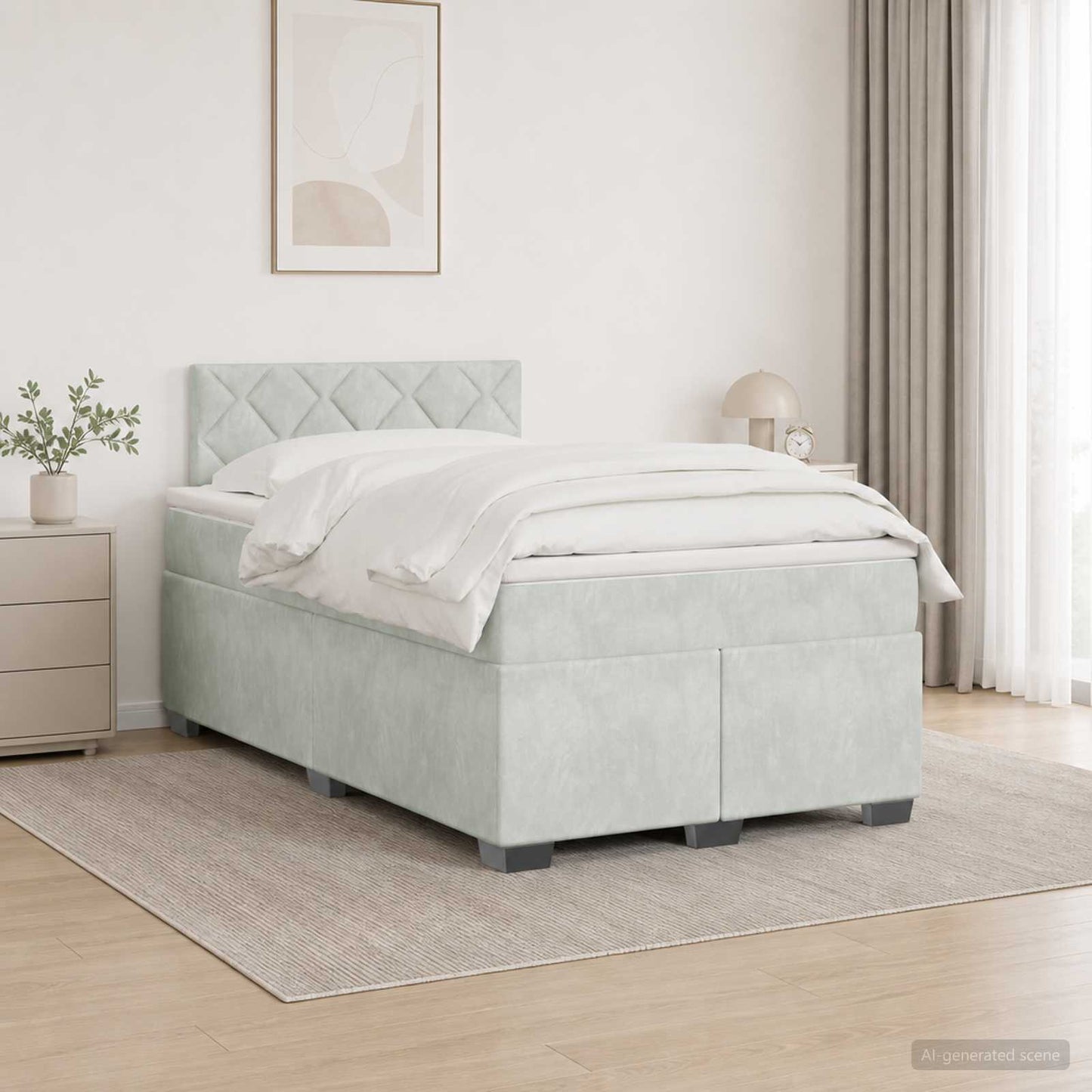 vidaXL Κρεβάτι box spring με στρώμα Ανοιχτό γκρι 120 x 200 cm Βελούδο