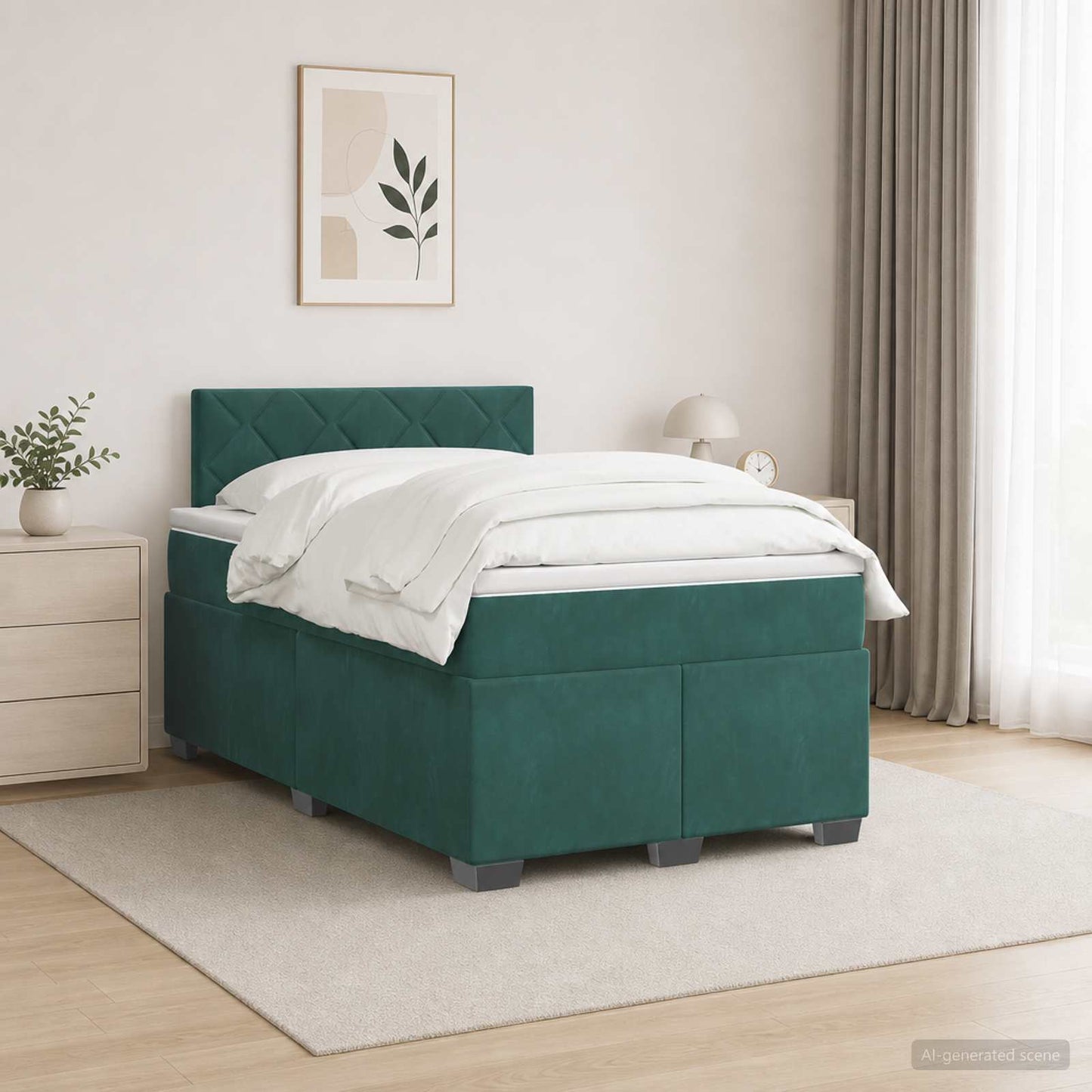 vidaXL Κρεβάτι box spring με στρώμα Σκούρο Πράσινο 120 x 190 cm