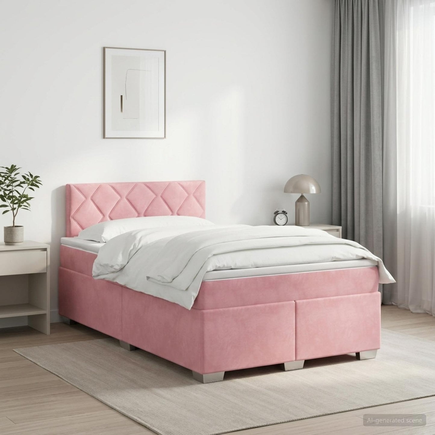 vidaXL Κρεβάτι box spring με στρώμα Ροζ 120 x 200 cm Βελούδο