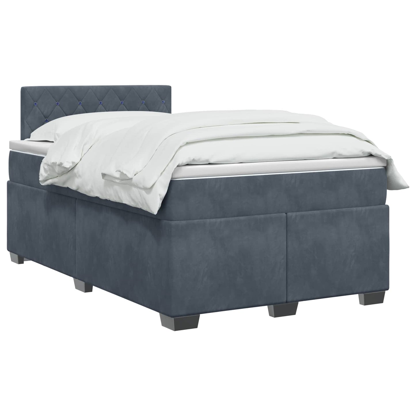 vidaXL Κρεβάτι box spring με στρώμα Σκούρο Γκρι 120 x 200 cm Βελούδο