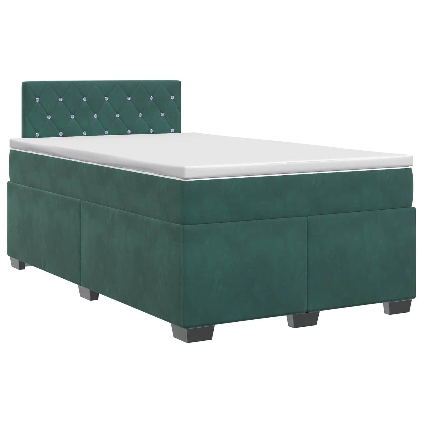 vidaXL Κρεβάτι box spring με στρώμα Σκούρο Πράσινο 120 x 200 cm