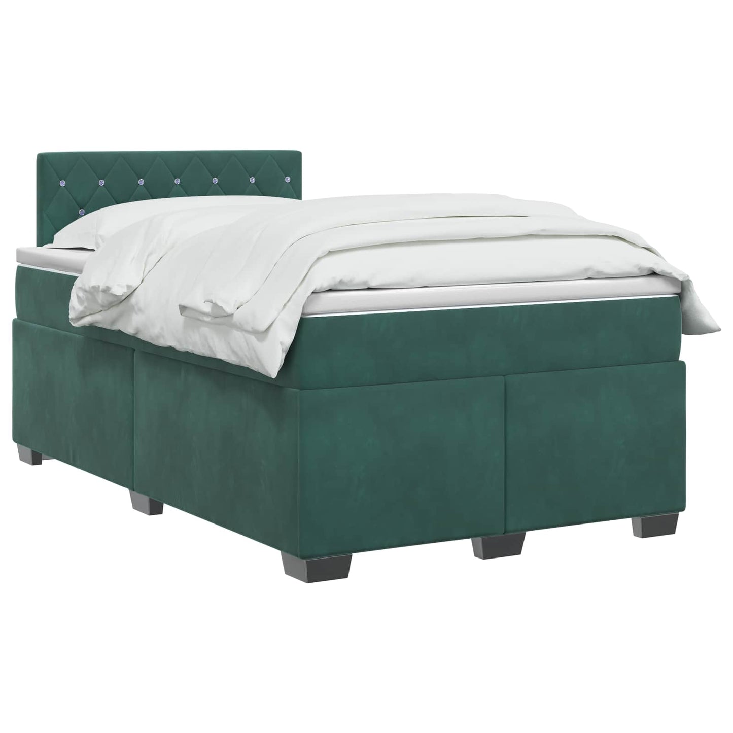 vidaXL Κρεβάτι box spring με στρώμα Σκούρο Πράσινο 120 x 200 cm