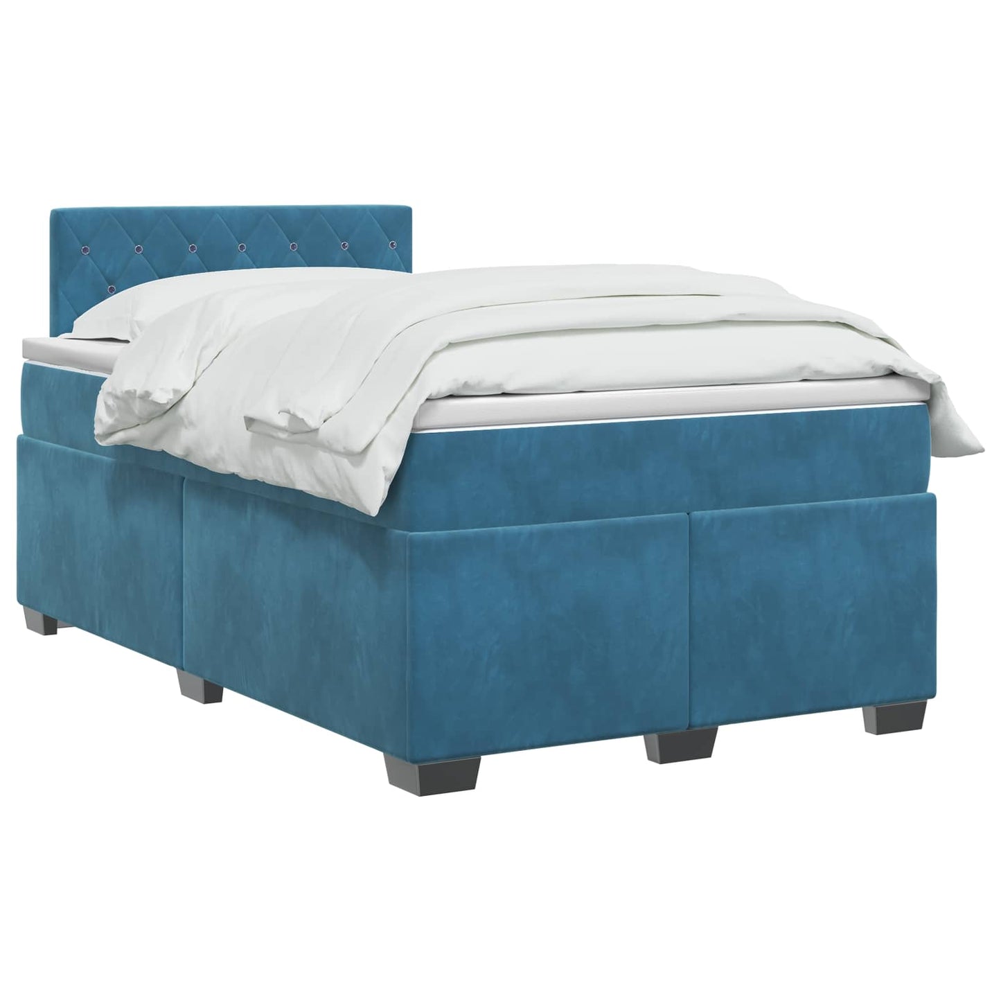 vidaXL Κρεβάτι box spring με στρώμα Σκούρο Μπλε 120 x 200 cm Βελούδο
