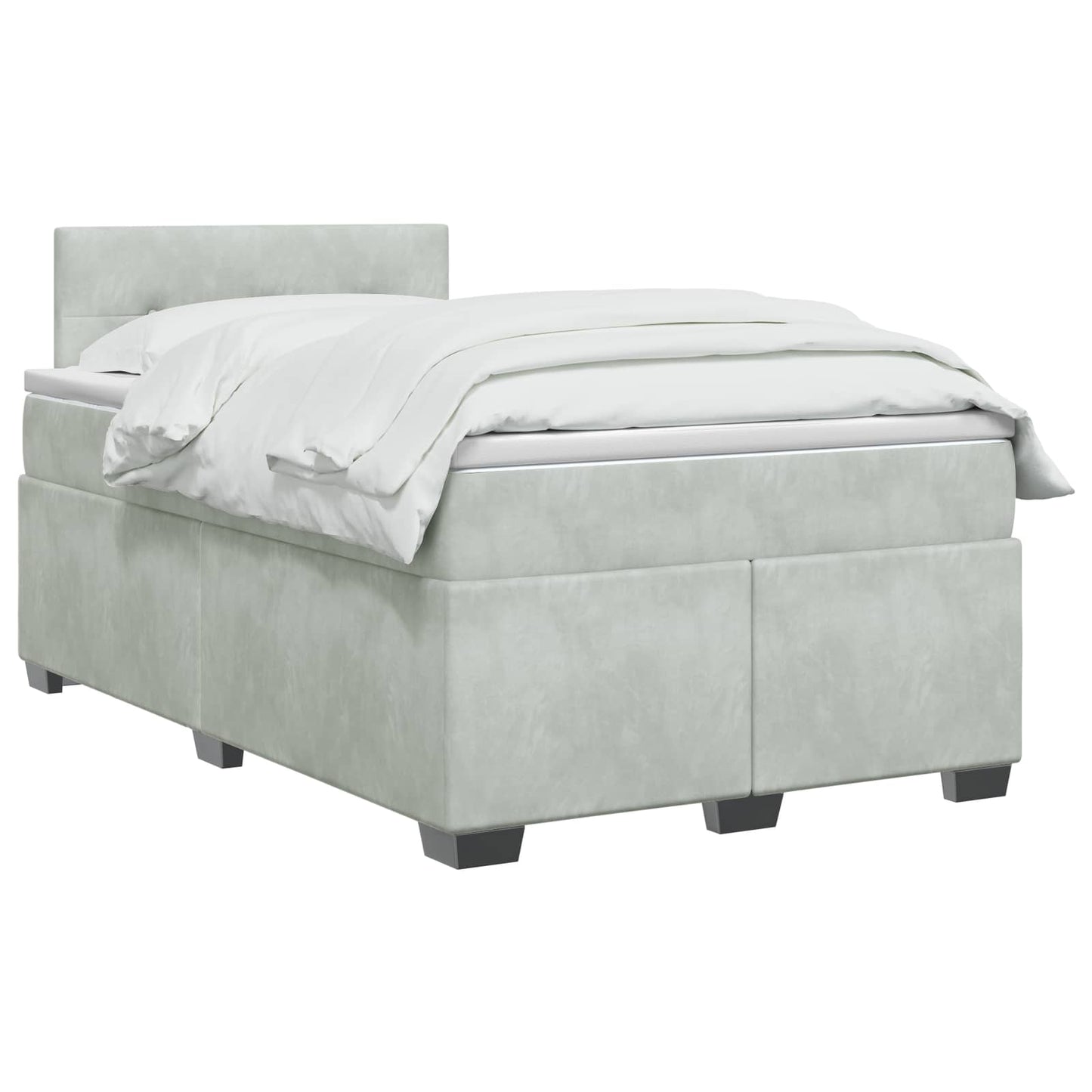 vidaXL Κρεβάτι box spring με στρώμα Ανοιχτό γκρι 120 x 200 cm Βελούδο