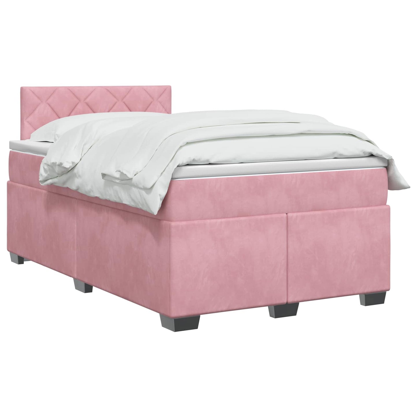 vidaXL Κρεβάτι box spring με στρώμα Ροζ 120 x 200 cm Βελούδο