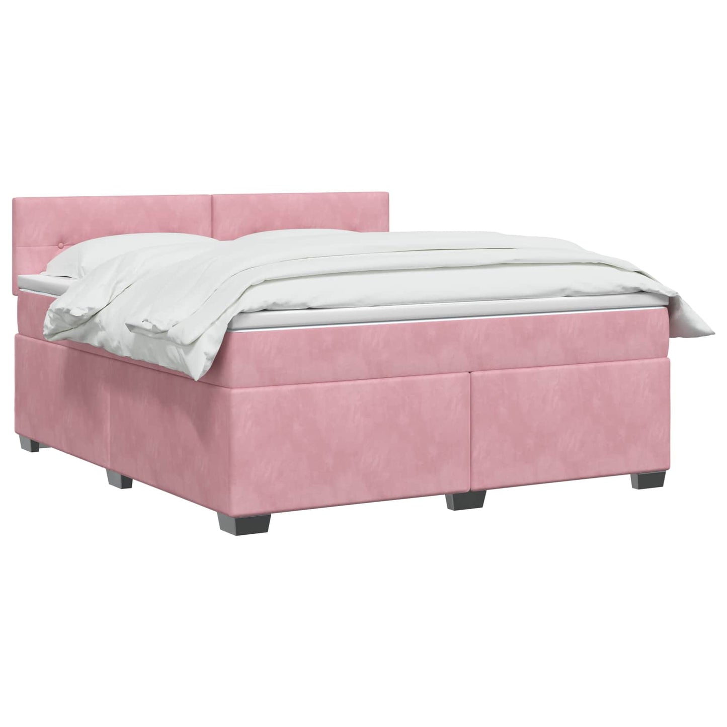 vidaXL Κρεβάτι box spring με στρώμα Ροζ 140 x 190 cm Βελούδο