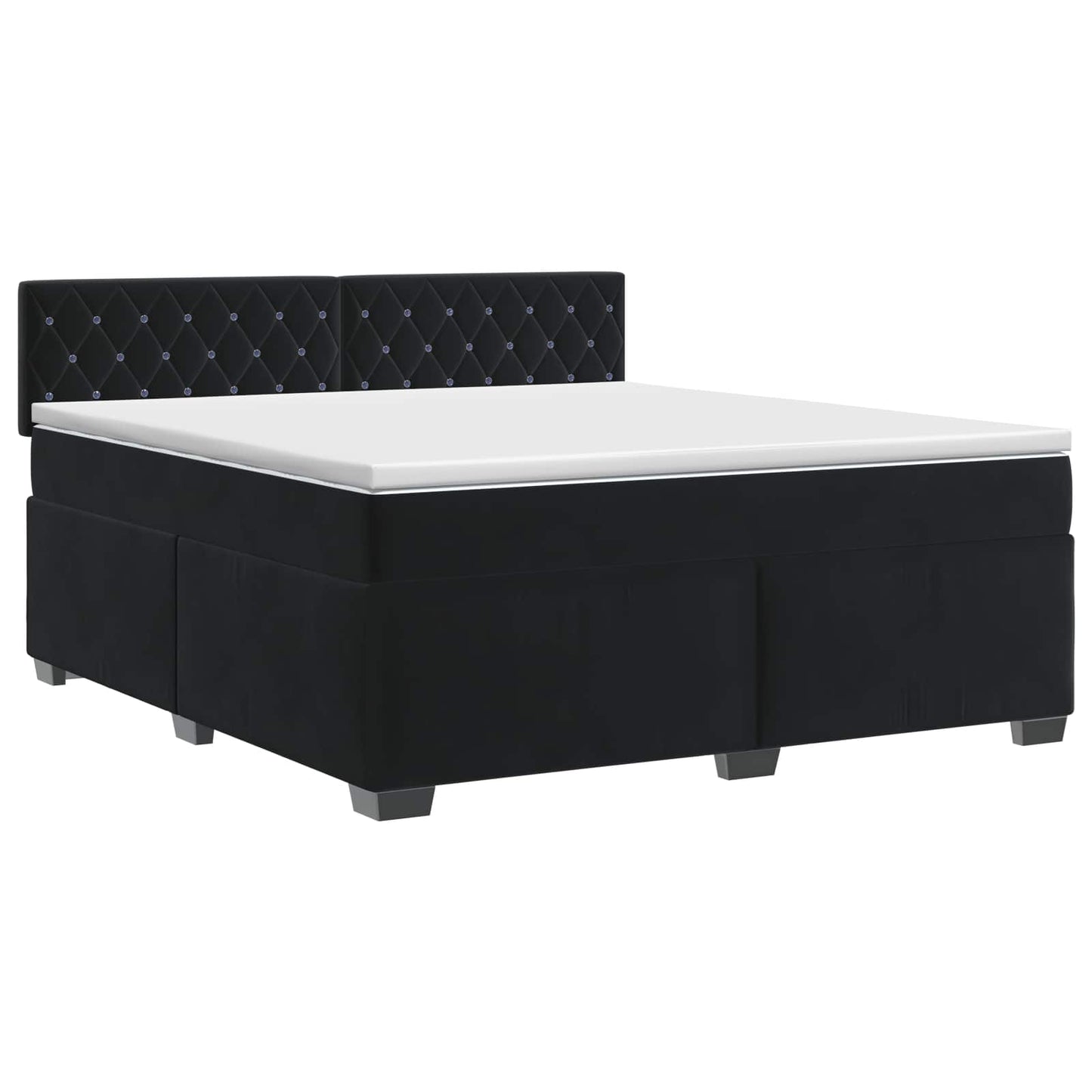 vidaXL Κρεβάτι box spring με στρώμα Μαύρο 160 x 200 cm Βελούδο
