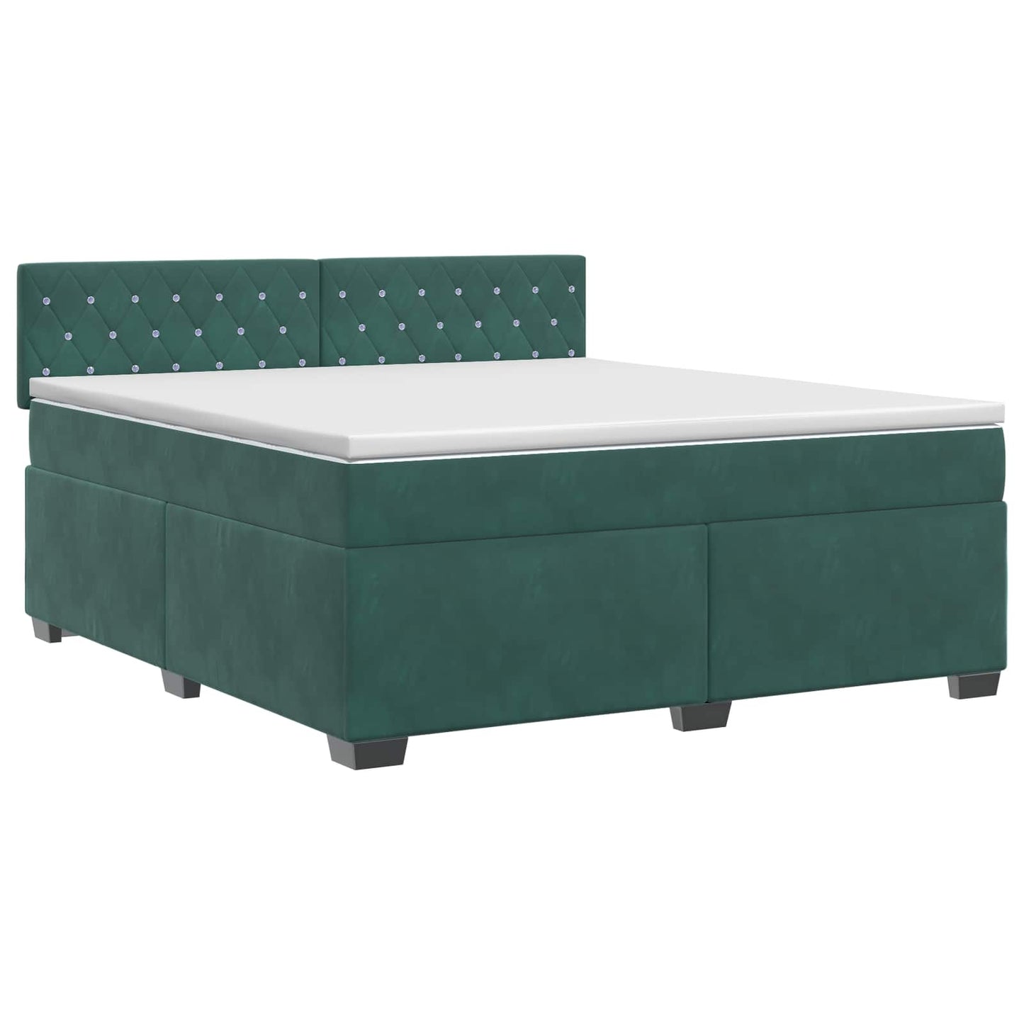 vidaXL Κρεβάτι box spring με στρώμα Σκούρο Πράσινο 160 x 200 cm