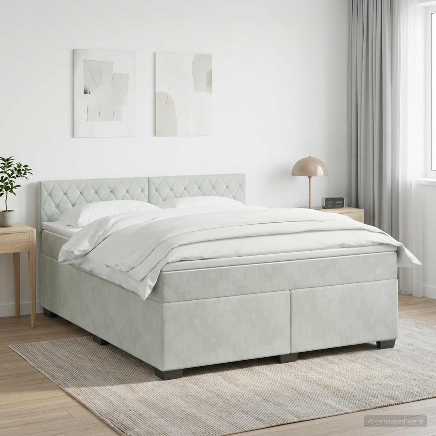 vidaXL Κρεβάτι box spring με στρώμα Ανοιχτό γκρι 140 x 190 cm Βελούδο