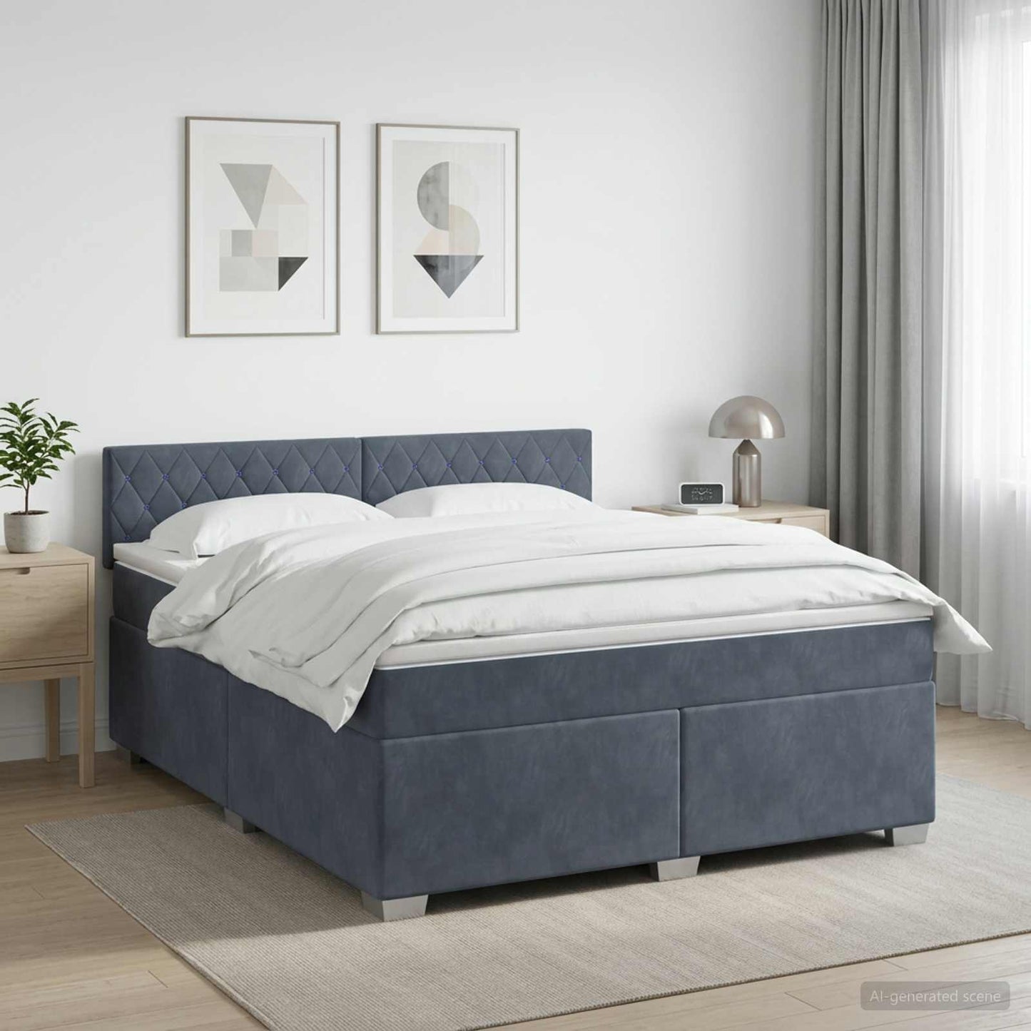 vidaXL Κρεβάτι box spring με στρώμα Σκούρο Γκρι 180 x 200 cm Βελούδο