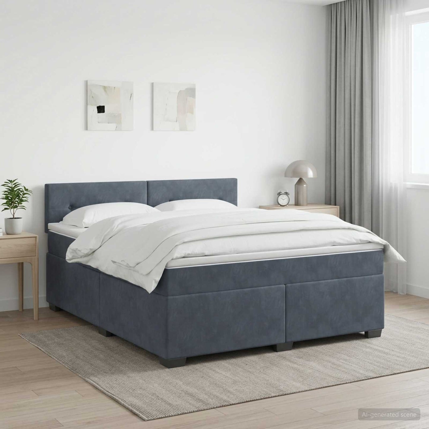 vidaXL Κρεβάτι box spring με στρώμα Σκούρο Γκρι 160 x 200 cm Βελούδο