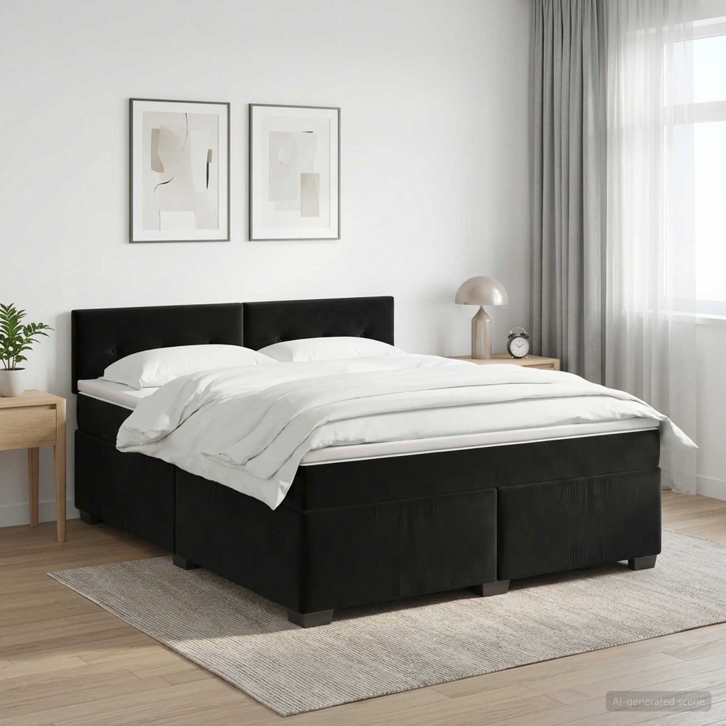 vidaXL Κρεβάτι box spring με στρώμα Μαύρο 140 x 190 cm Βελούδο