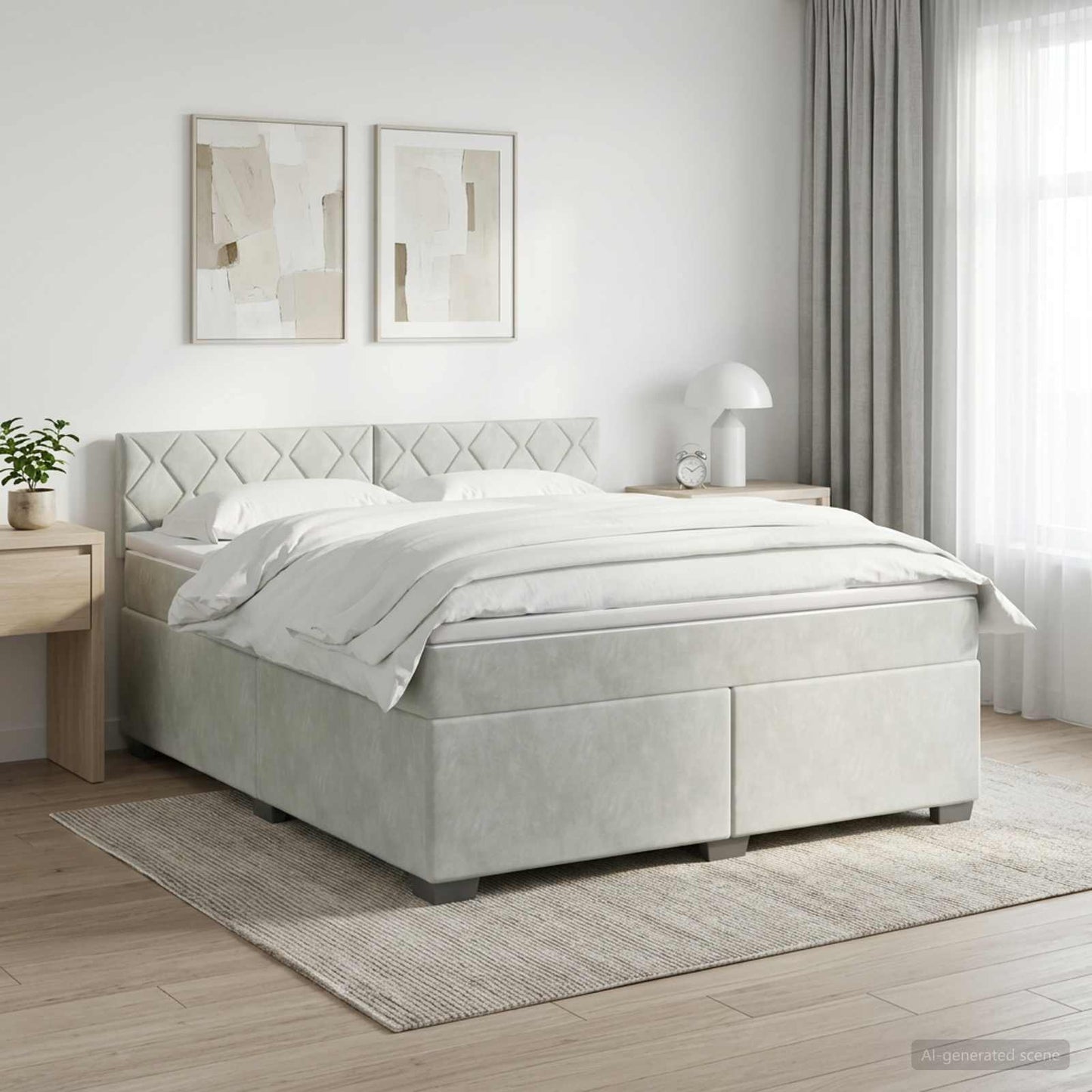 vidaXL Κρεβάτι box spring με στρώμα Ανοιχτό γκρι 140 x 200 cm Βελούδο