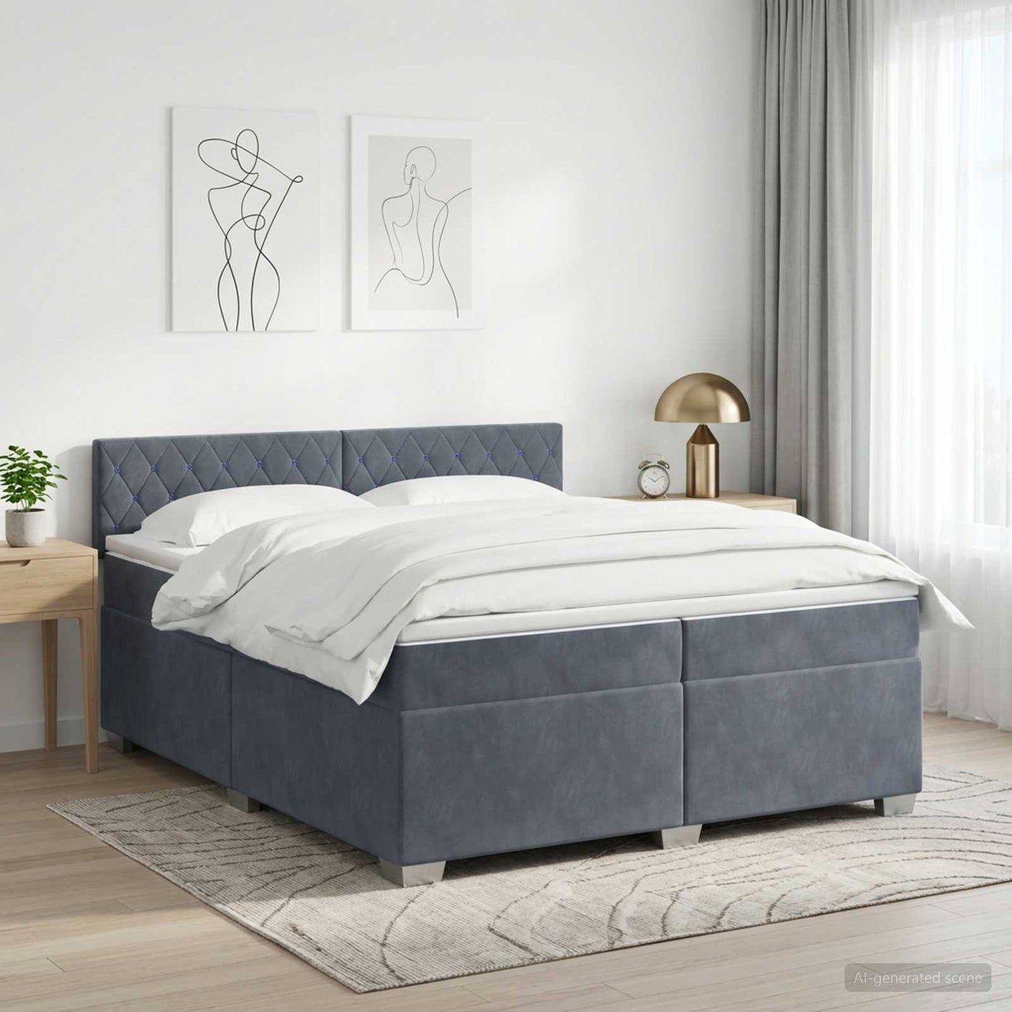 vidaXL Κρεβάτι box spring με στρώμα Σκούρο Γκρι 200 x 200 cm Βελούδο