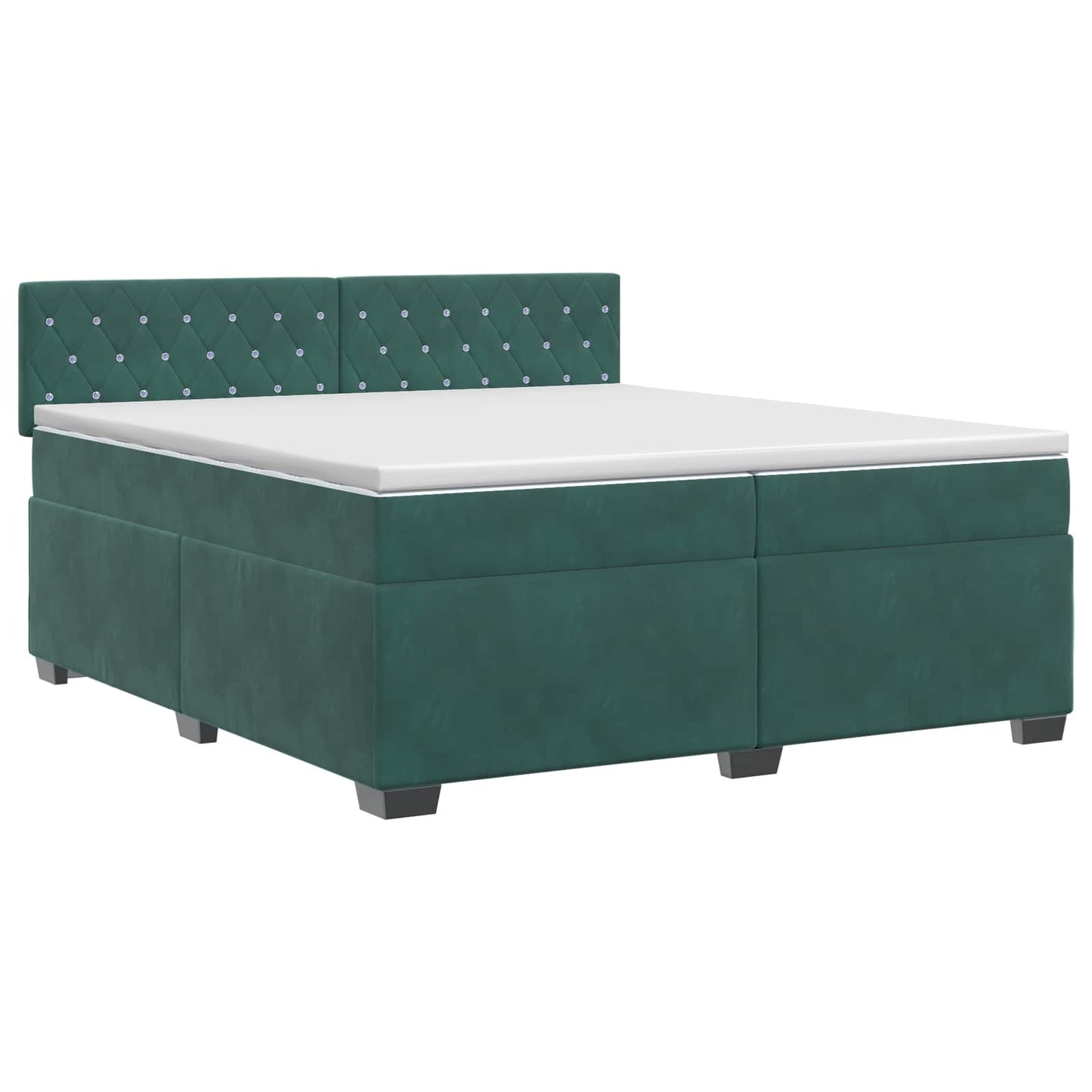 vidaXL Κρεβάτι box spring με στρώμα Σκούρο Πράσινο 200 x 200 cm