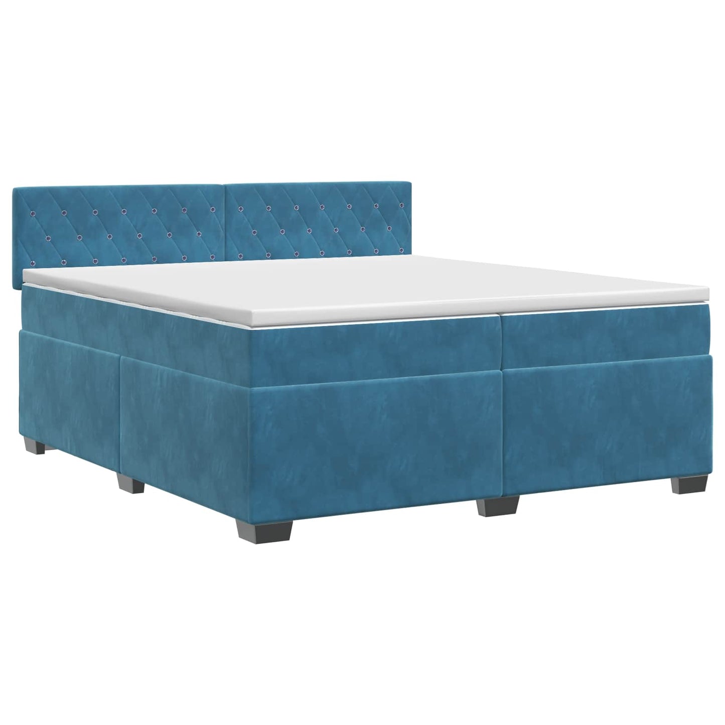 vidaXL Κρεβάτι box spring με στρώμα Σκούρο Μπλε 200 x 200 cm Βελούδο