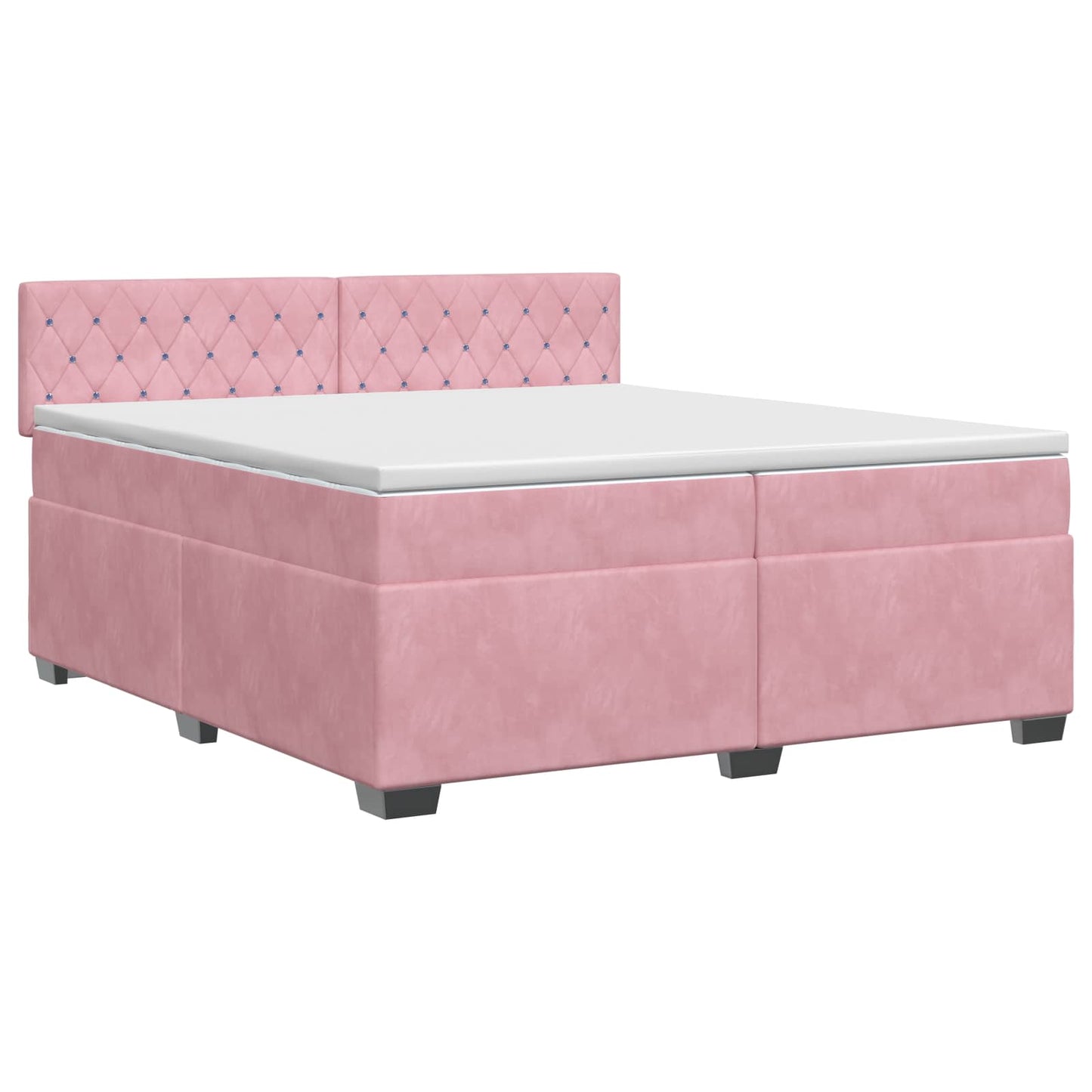 vidaXL Κρεβάτι box spring με στρώμα Ροζ 200 x 200 cm Βελούδο