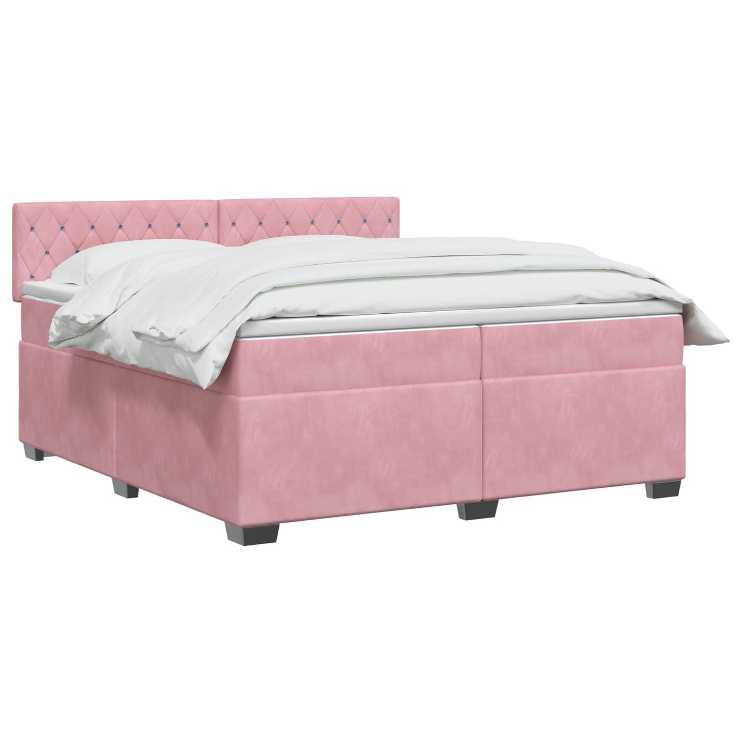 vidaXL Κρεβάτι box spring με στρώμα Ροζ 200 x 200 cm Βελούδο
