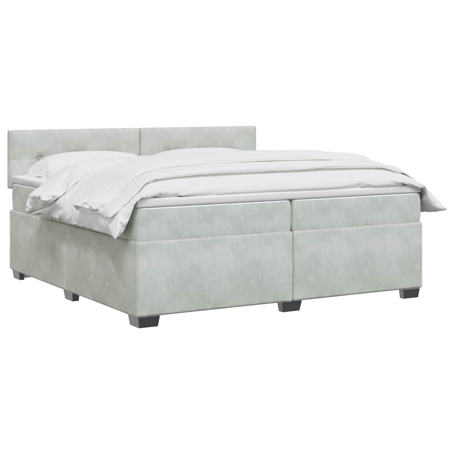 vidaXL Κρεβάτι box spring με στρώμα Ανοιχτό γκρι 200 x 200 cm Βελούδο