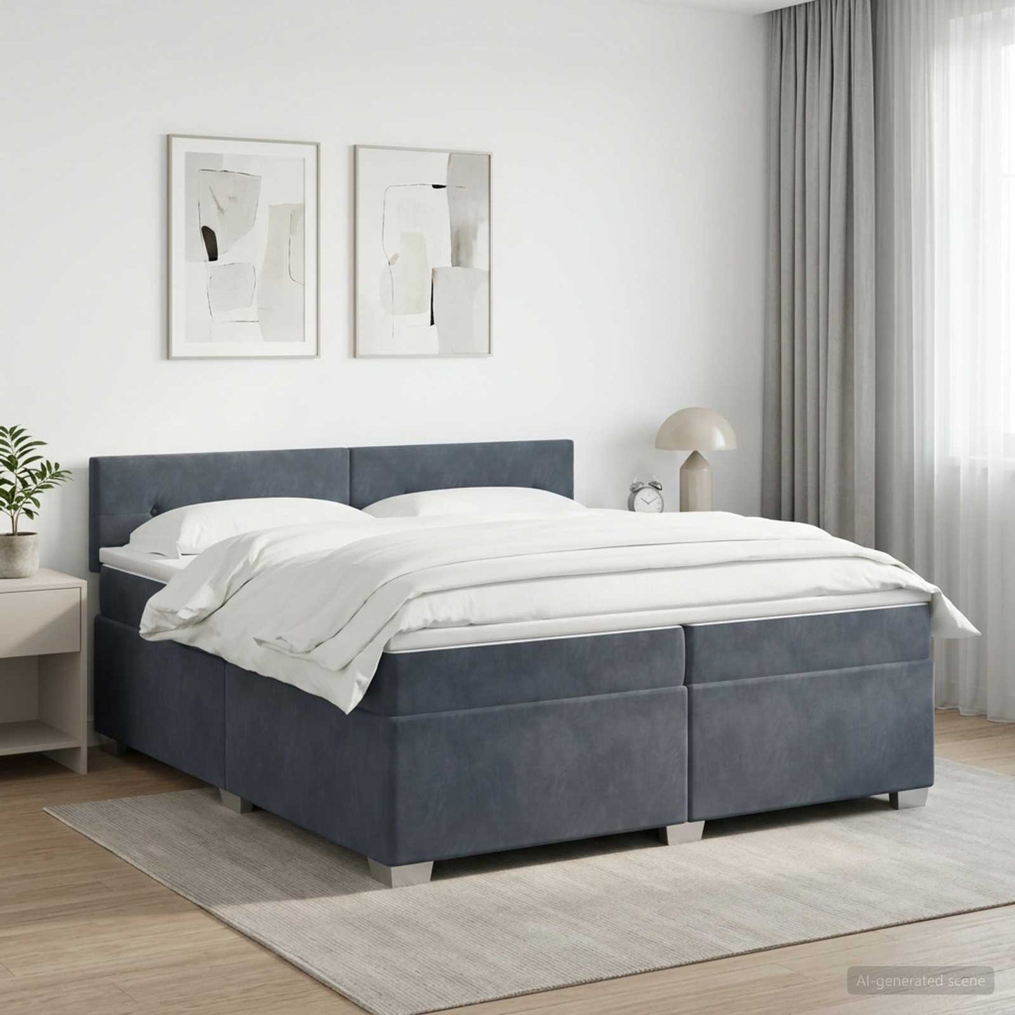 vidaXL Κρεβάτι box spring με στρώμα Σκούρο Γκρι 200 x 200 cm Βελούδο